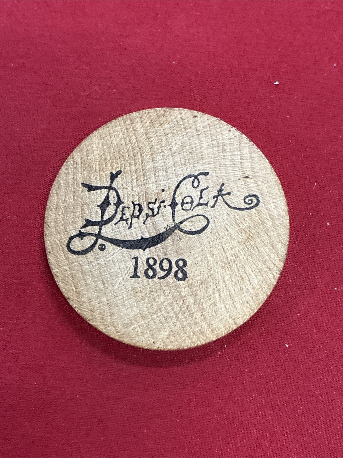 Vintage Pepsi-Cola 1898 Original Script Wooden Nickel