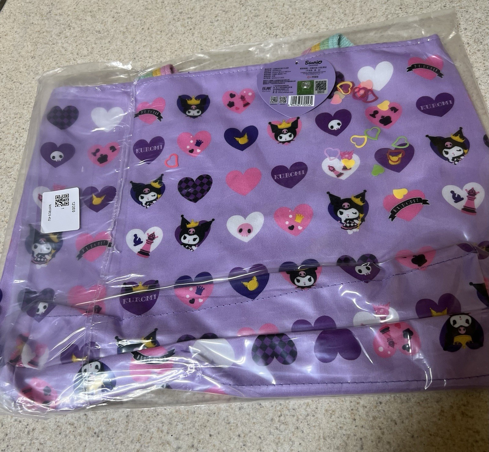 Sanrio Kuromi Purple & Multicolor Heart Shaker Tote Bag