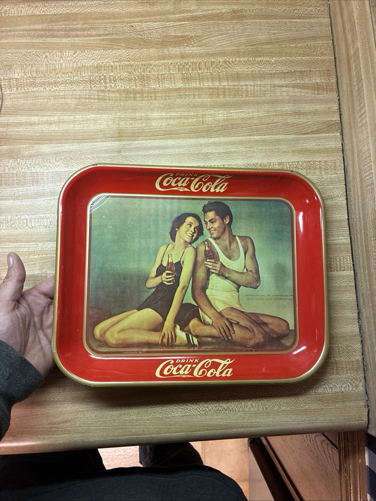 Vintage 1973 Coca Cola Metal Serving Tray 1934 Couple Reproduction Advertising