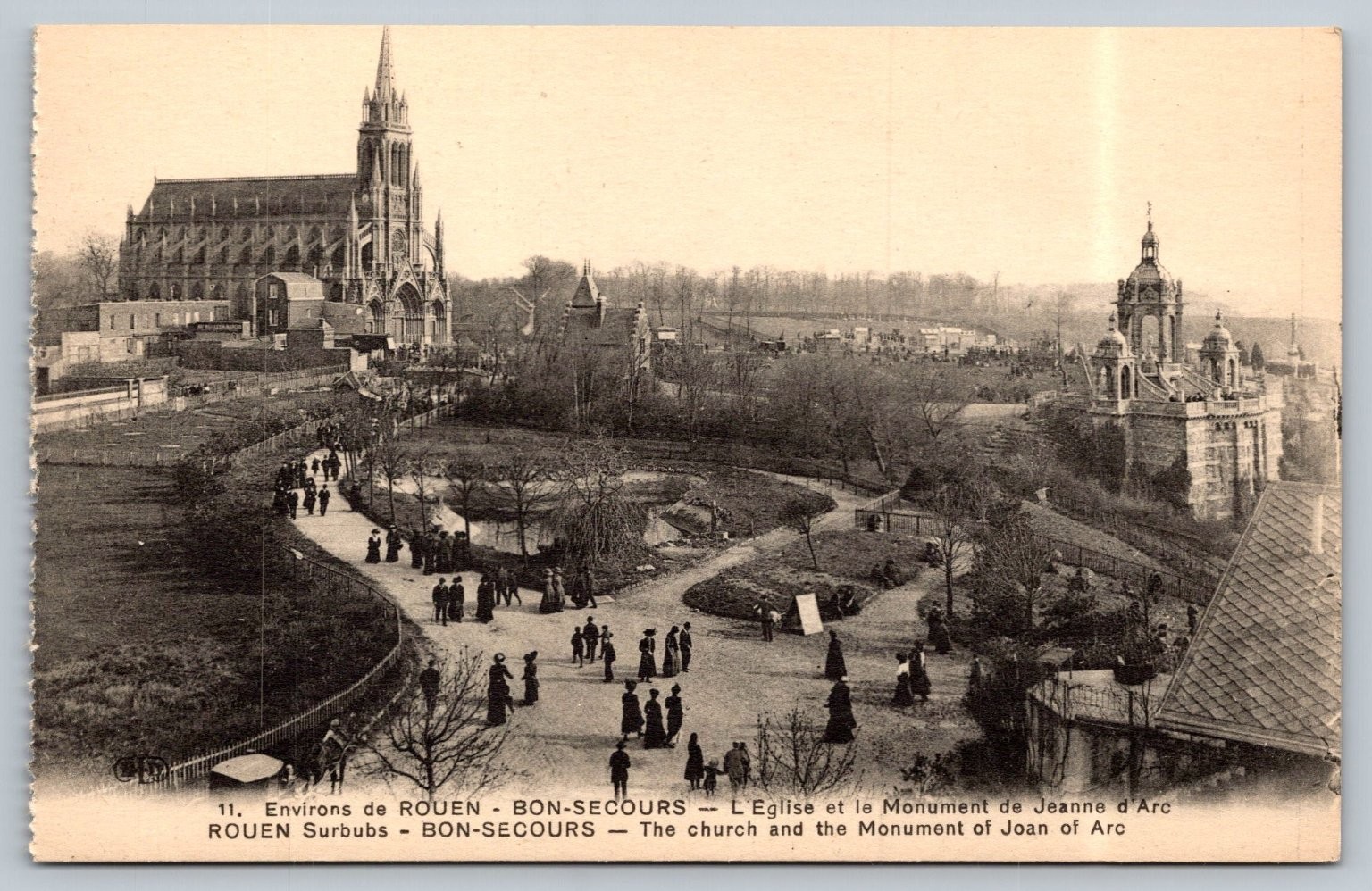 Vintage Rouen Bon-Secours Church & Joan of Arc Monument Postcard Vintage Rouen Bon-Secours Church & Joan of Arc Monument Postcard