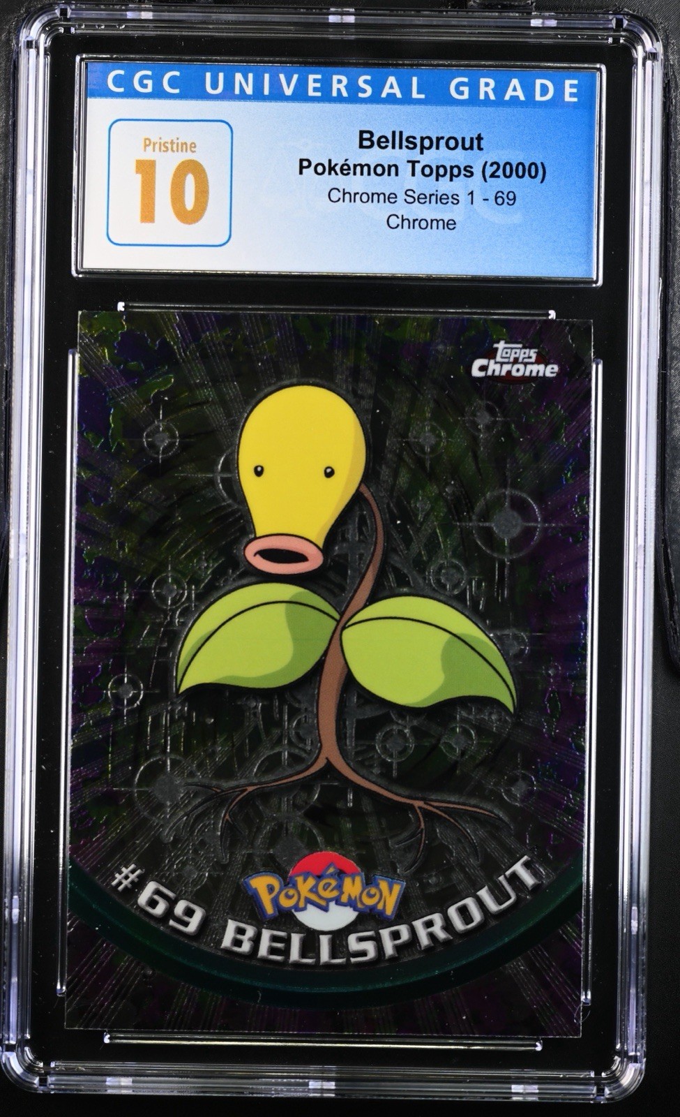 CGC Pristine 10 - 2000 Pokemon TV Topps Chrome Series 1 Bellsprout #69 - Pop 4