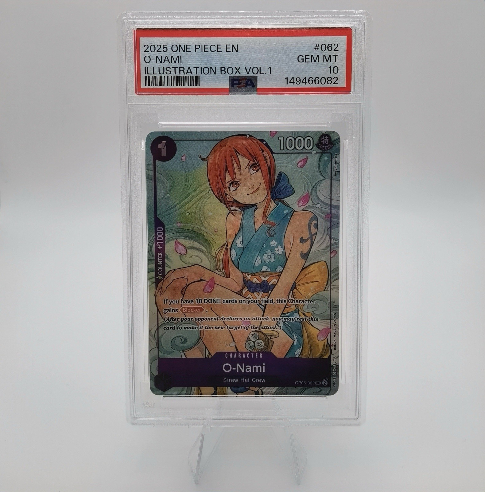 2025 ONE PIECE PROMOS ILLUSTRATION BOX VOL.1 #062 O-NAMI PSA 10