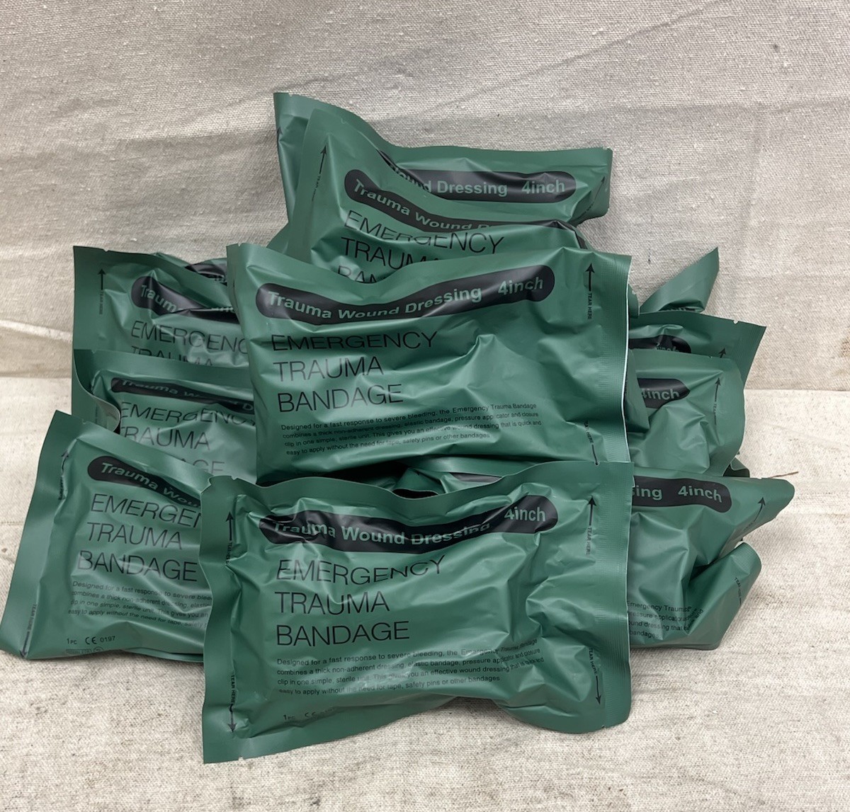 12 Pack 4” Israeli Style Emergency Trauma Bandage Dressing Exp. 04/2027
