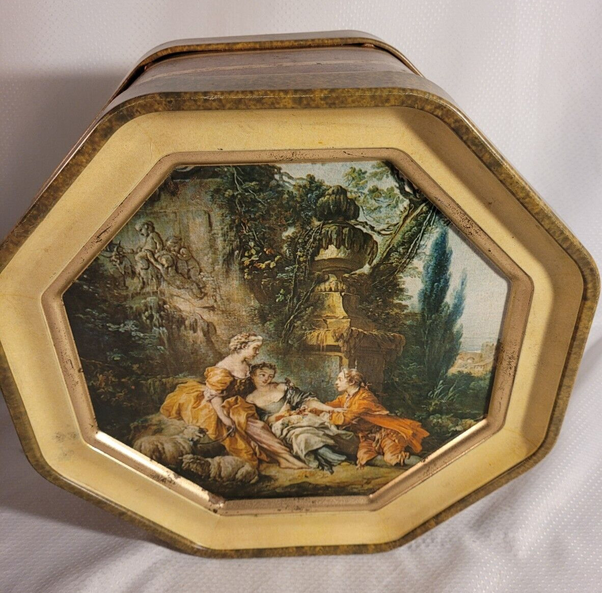 Vtg Sunshine Biscuit Tin Rococo Paintings \