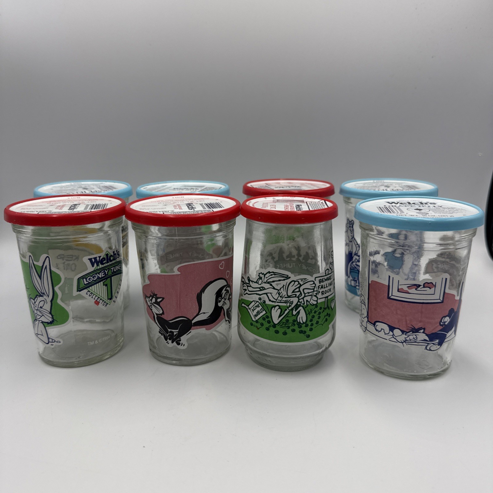 Vintage Welch’s Looney Tunes Jelly Tom&Jerry Glasses Lot of  8 1989 1994