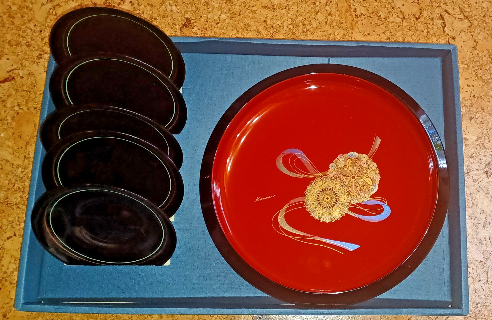 Vintage Yamamoto Kansai URUSHI Platter Set Made in Japan US SELLER FREE US SHIP
