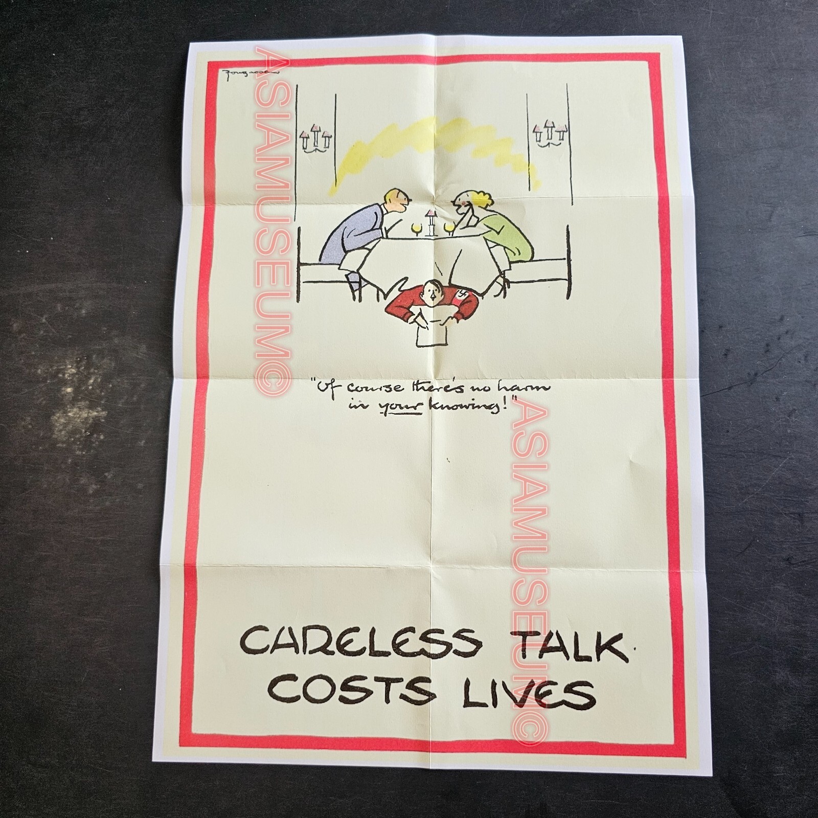 1942 WW2 USA AMERICA CARELESS TALK COST LIVE MILITARY WAR PROPAGANDA POSTER F26