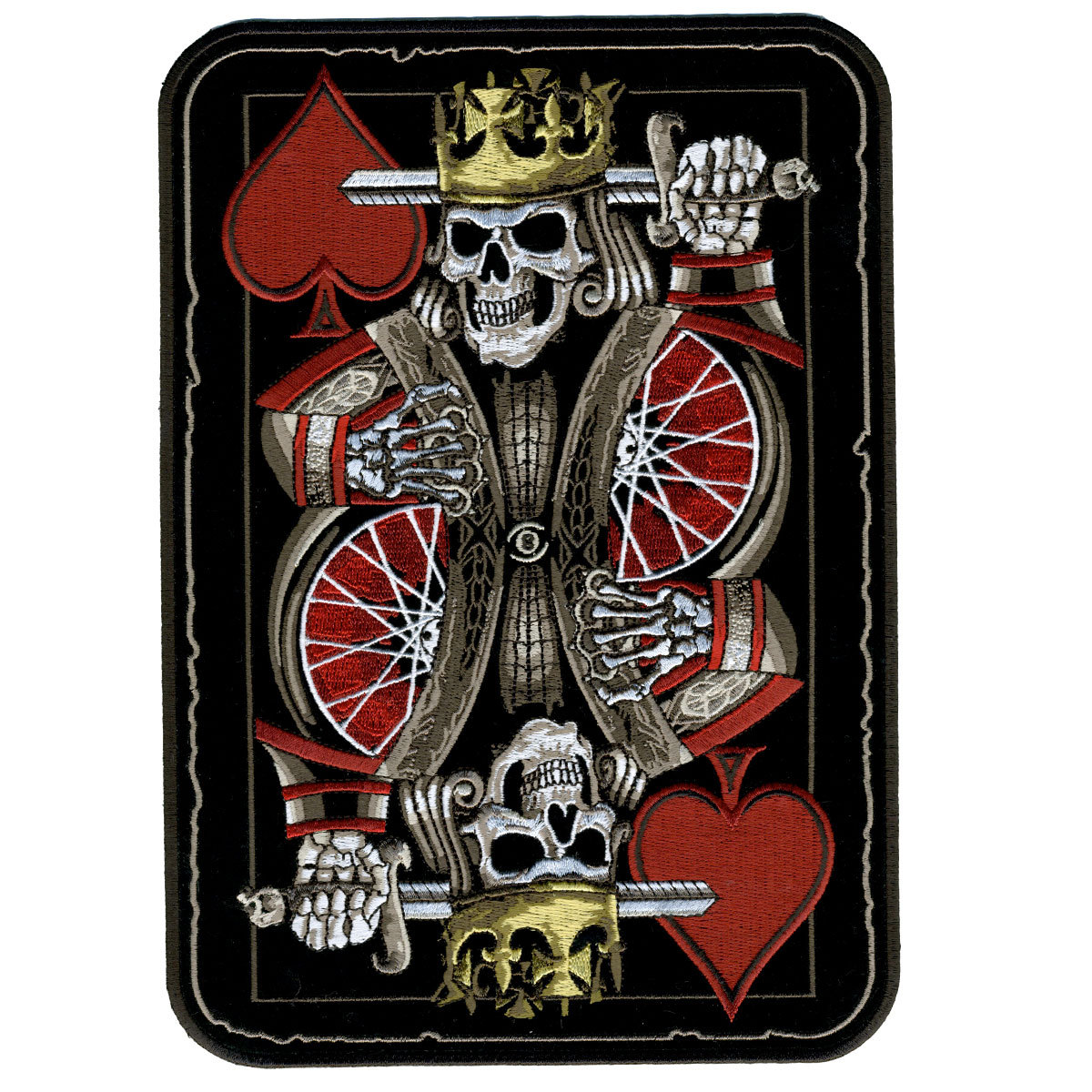 SUICIDE KING DEATH SKULL PLAYING CARD 4 INCH MC BIKER PATCH BY MILTACUSA SUICIDE KING DEATH SKULL PLAYING CARD 4 INCH MC BIKER PATCH BY MILTACUSA