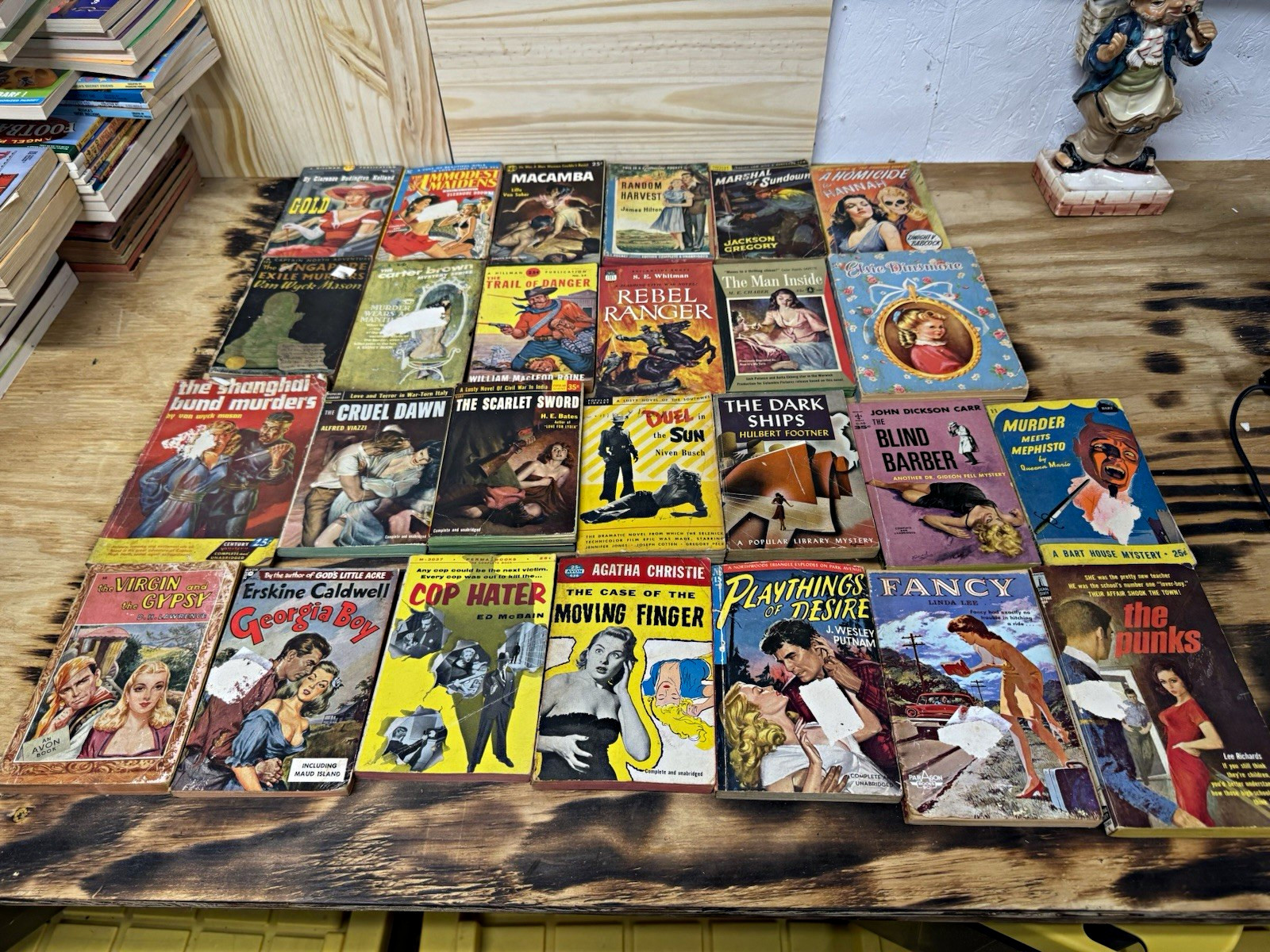 Lot of 46 Vintage Paperback Books Pulp Crime Mystery Western Romance