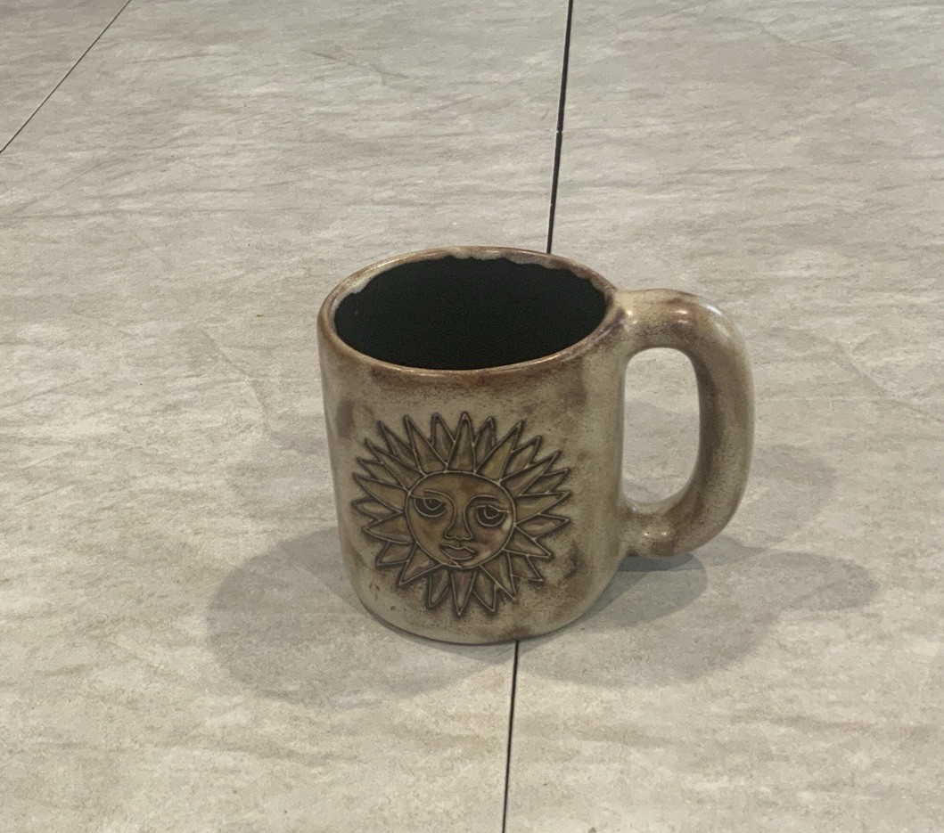 Mara Art Pottery Stoneware Sun/Moon Celestial Mug Made In Mexico Signed 18 oz.