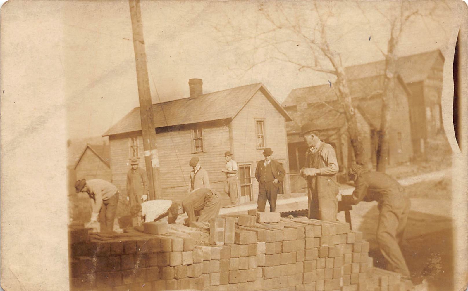 J84/ Lancaster Ohio RPPC Postcard c1910 Brick Pavers Road Construction 284 J84/ Lancaster Ohio RPPC Postcard c1910 Brick Pavers Road Construction 284