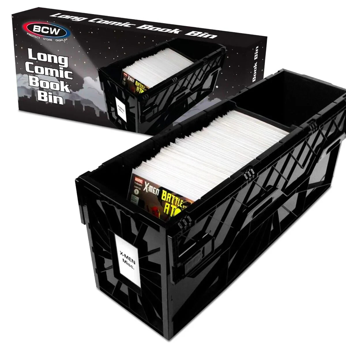 BCW Black Long Comic Book Box Bins Heavy Duty Acid Free Plastic Holds 300 Comics BCW Black Long Comic Book Box Bins Heavy Duty Acid Free Plastic Holds 300 Comics