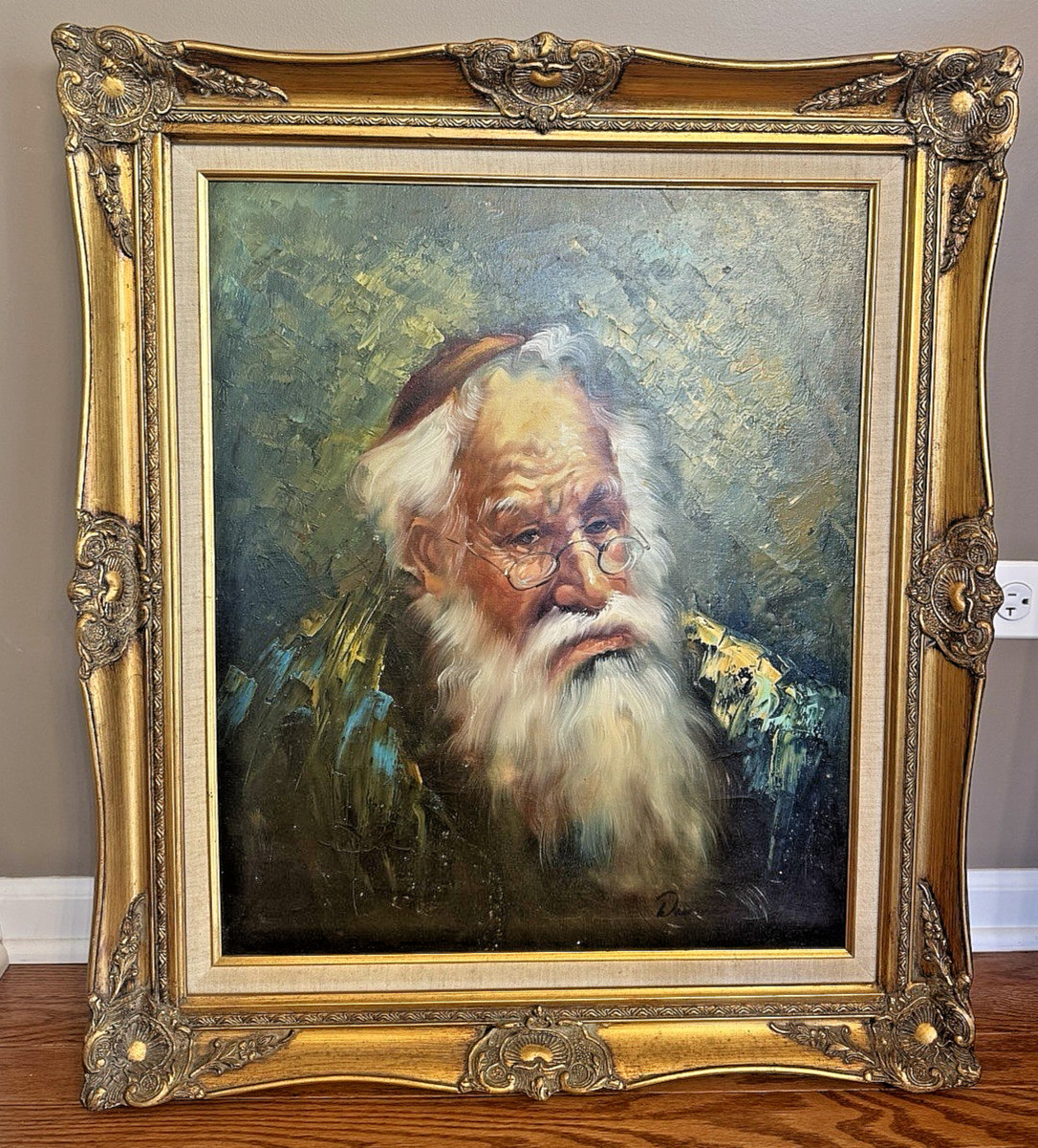Large Signed Bearded Man Portrait Oil Painting Ornate Gold Frame 28x32 Vintage Large Signed Bearded Man Portrait Oil Painting Ornate Gold Frame 28x32 Vintage