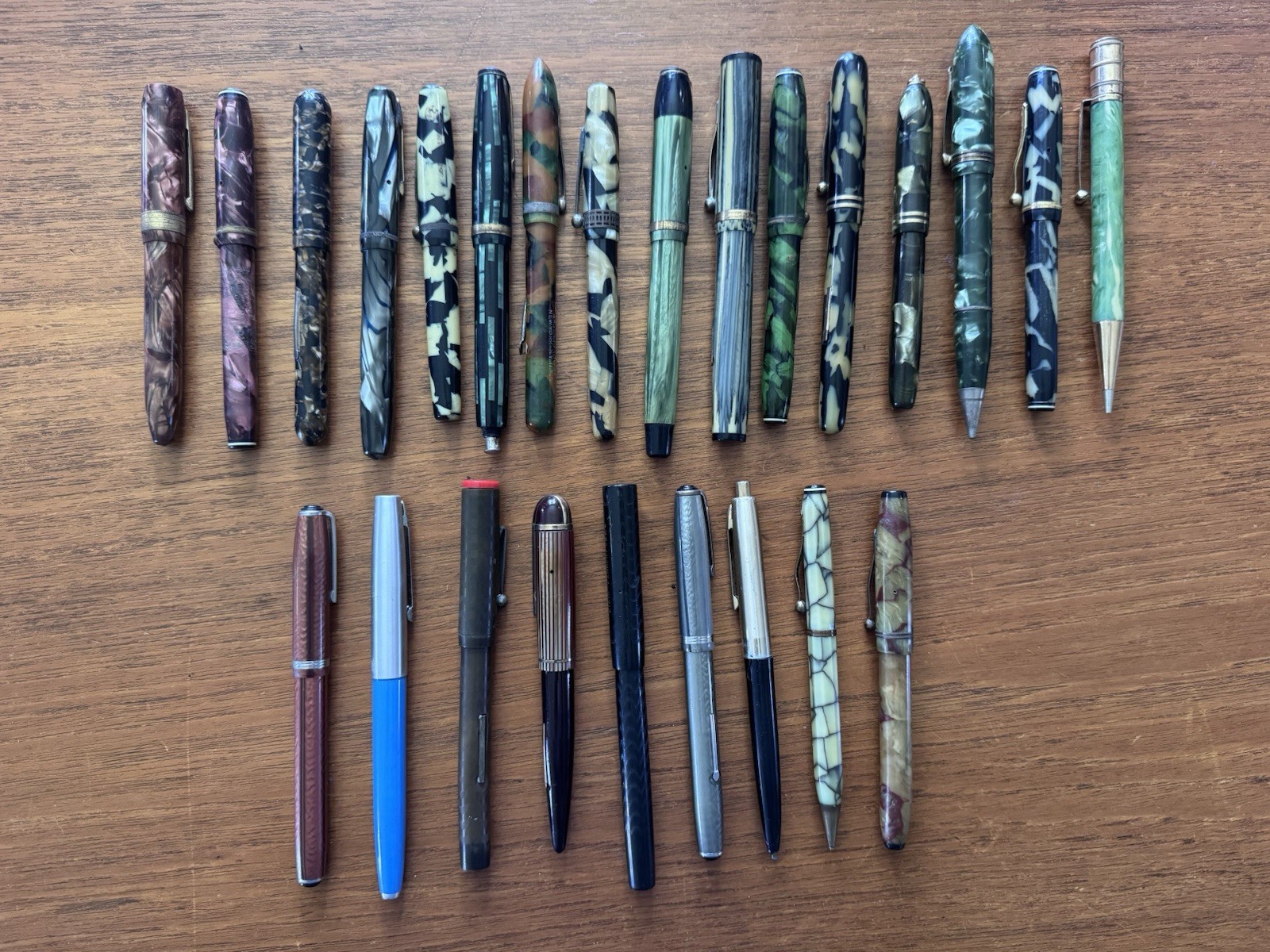 Vintage Fountain Pen Lot 1920s Celluloid Pearloid Packard Everwear Dexter 14k Vintage Fountain Pen Lot 1920s Celluloid Pearloid Packard Everwear Dexter 14k