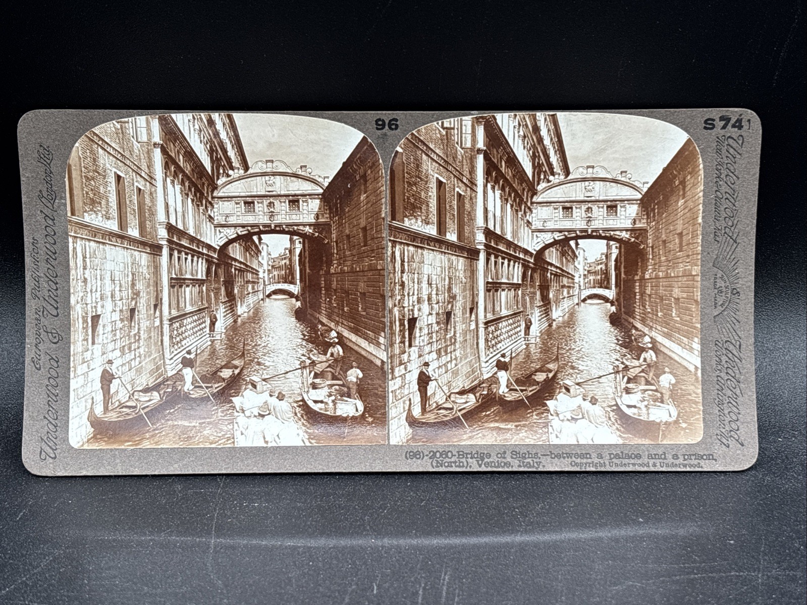 Stereoview Underwood 2060 Bridge Of Sighs Venice Italy EXCELLENT