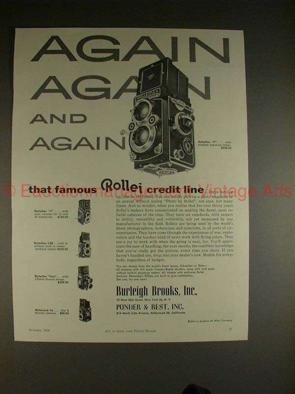 1959 Rollei Rolleiflex T F 2.8 Tele Va Camera Ad, Again 1959 Rollei Rolleiflex T F 2.8 Tele Va Camera Ad, Again