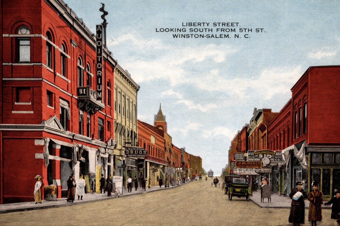 Reprint Postcard LIBERTY STREET 5th Street Winston-Salem, North Carolina B419