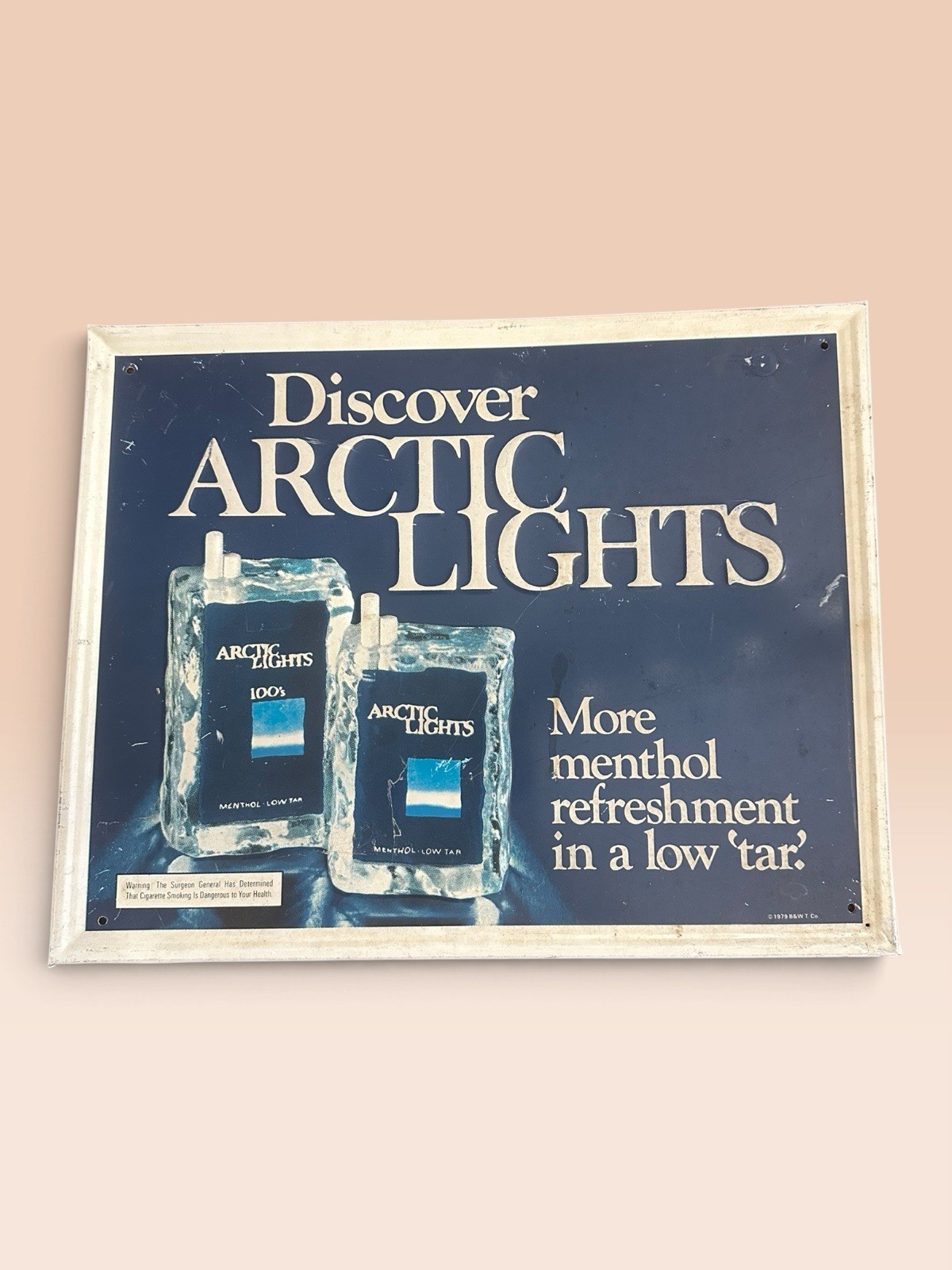 Vintage 1979 Discover Arctic Lights Menthol Cigarette Metal Tin Sign 16x20 Rare Vintage 1979 Discover Arctic Lights Menthol Cigarette Metal Tin Sign 16x20 Rare