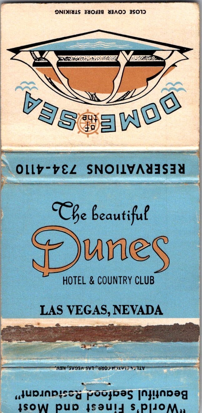 The Beautiful Dunes Dome Of The Sea Las Vegas NV Vintage Matchbook Cover TMM26-5