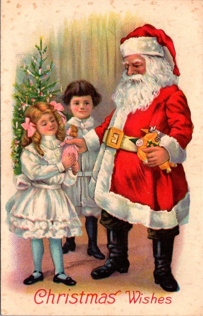 1928 Santa Children Christmas Postcard 2c Franklin Pair TB Seal Toy Doll Tree 1928 Santa Children Christmas Postcard 2c Franklin Pair TB Seal Toy Doll Tree