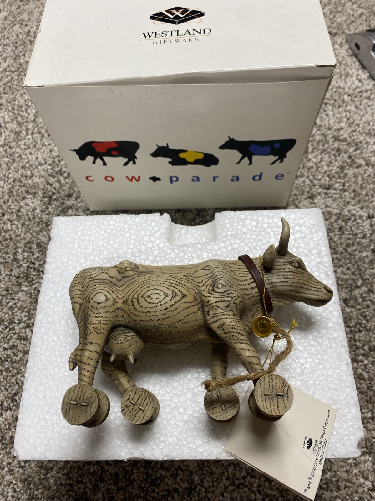 Pull Toy Cow Parade #9130 Westland Retired New Collectible Figure Dairy Tractor