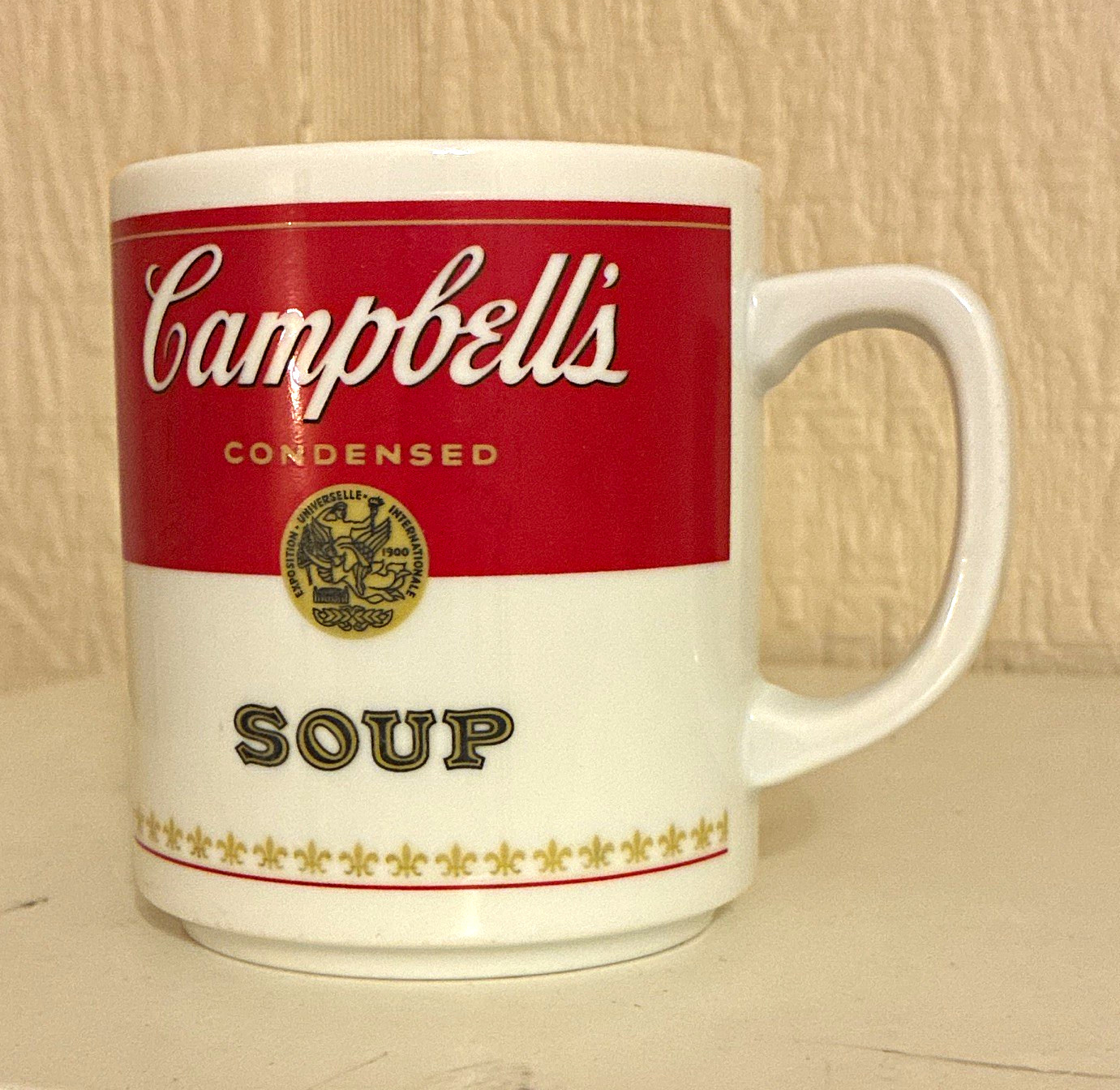 Campbell's Condensed Soup Advertising Porcelain Mug | White Red Gold | 1981