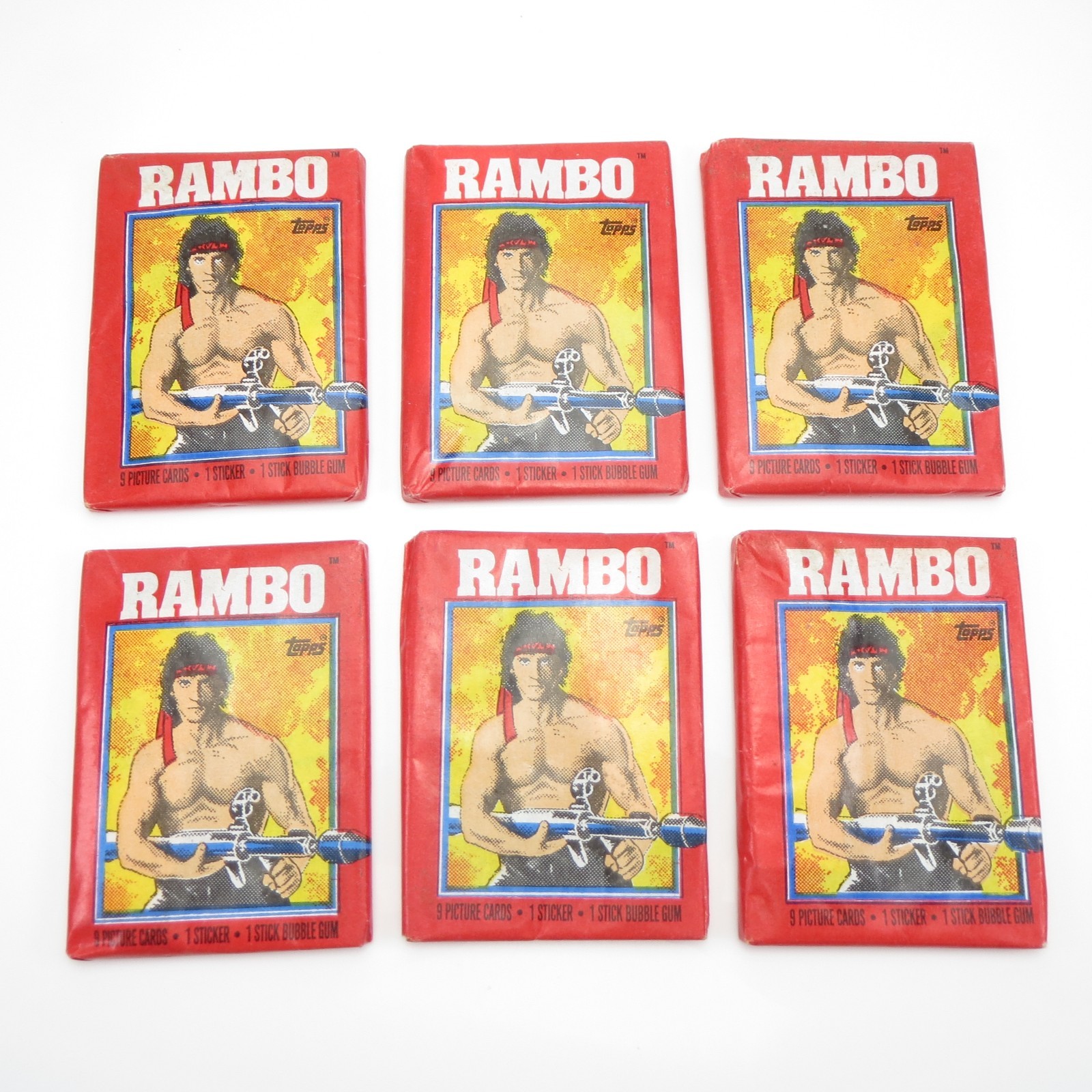 1985 Topps Rambo Trading Cards Lot of 6 Unopened Wax Packs