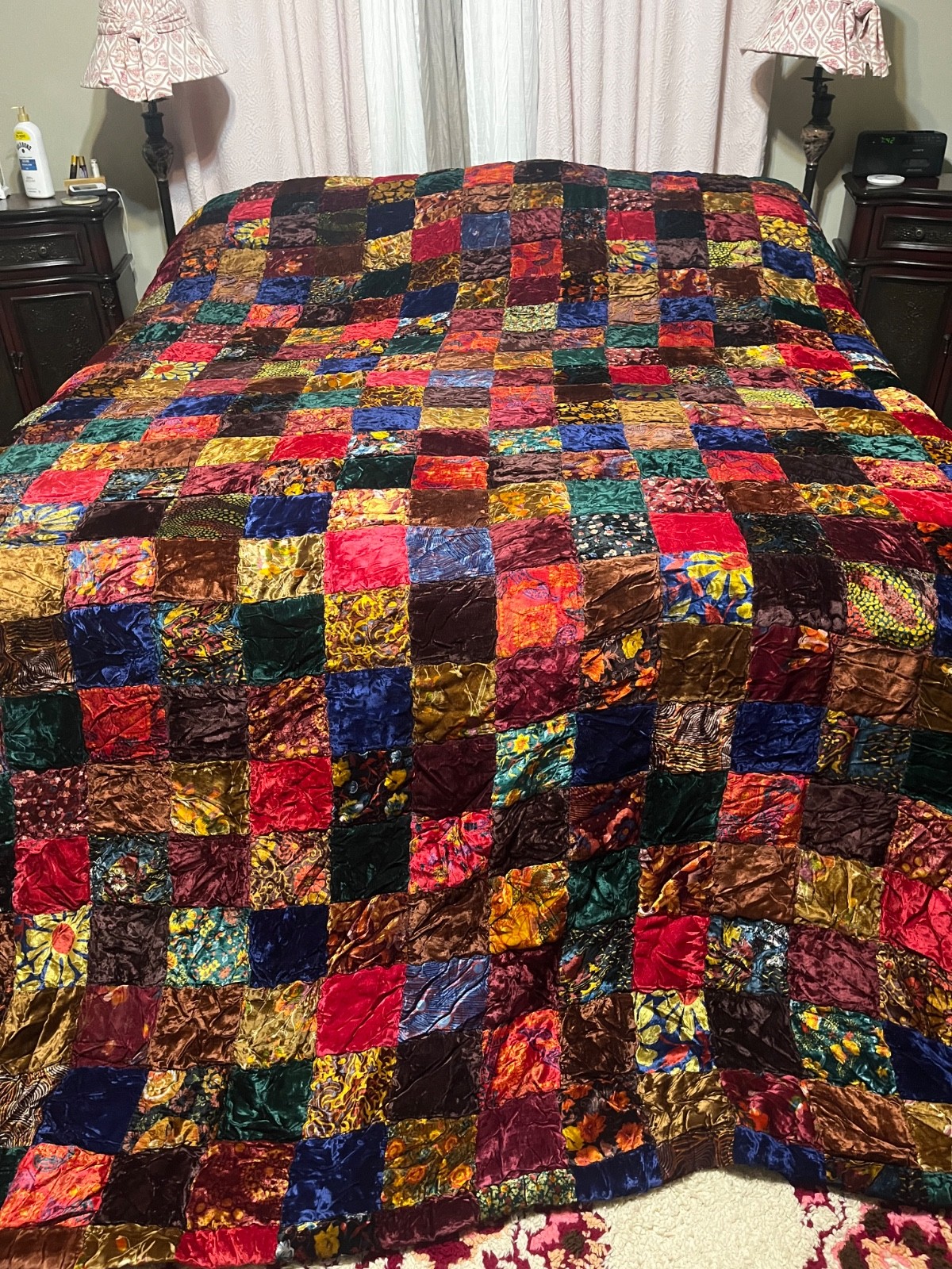 Vintage Bohemian Velvet Patchwork Quilt