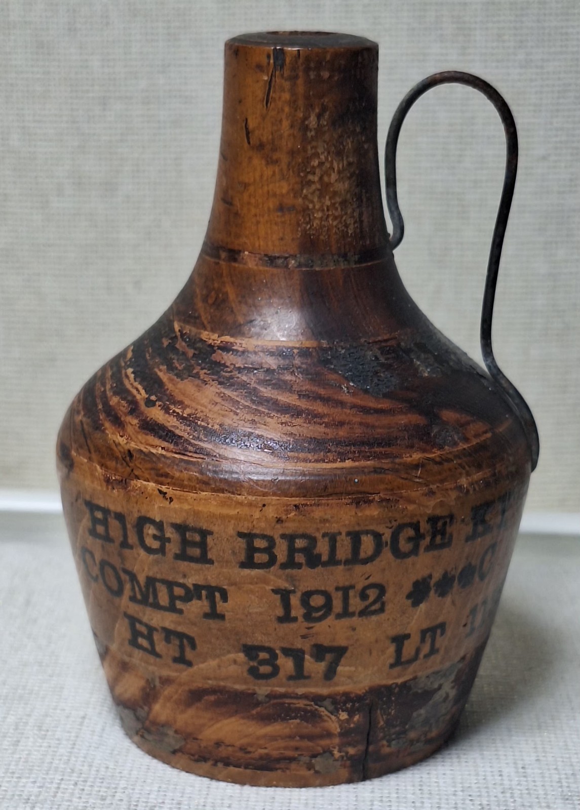 1912 High Bridge KY Antique Wooden Souvenir Jug 4.5 1912 High Bridge KY Antique Wooden Souvenir Jug 4.5