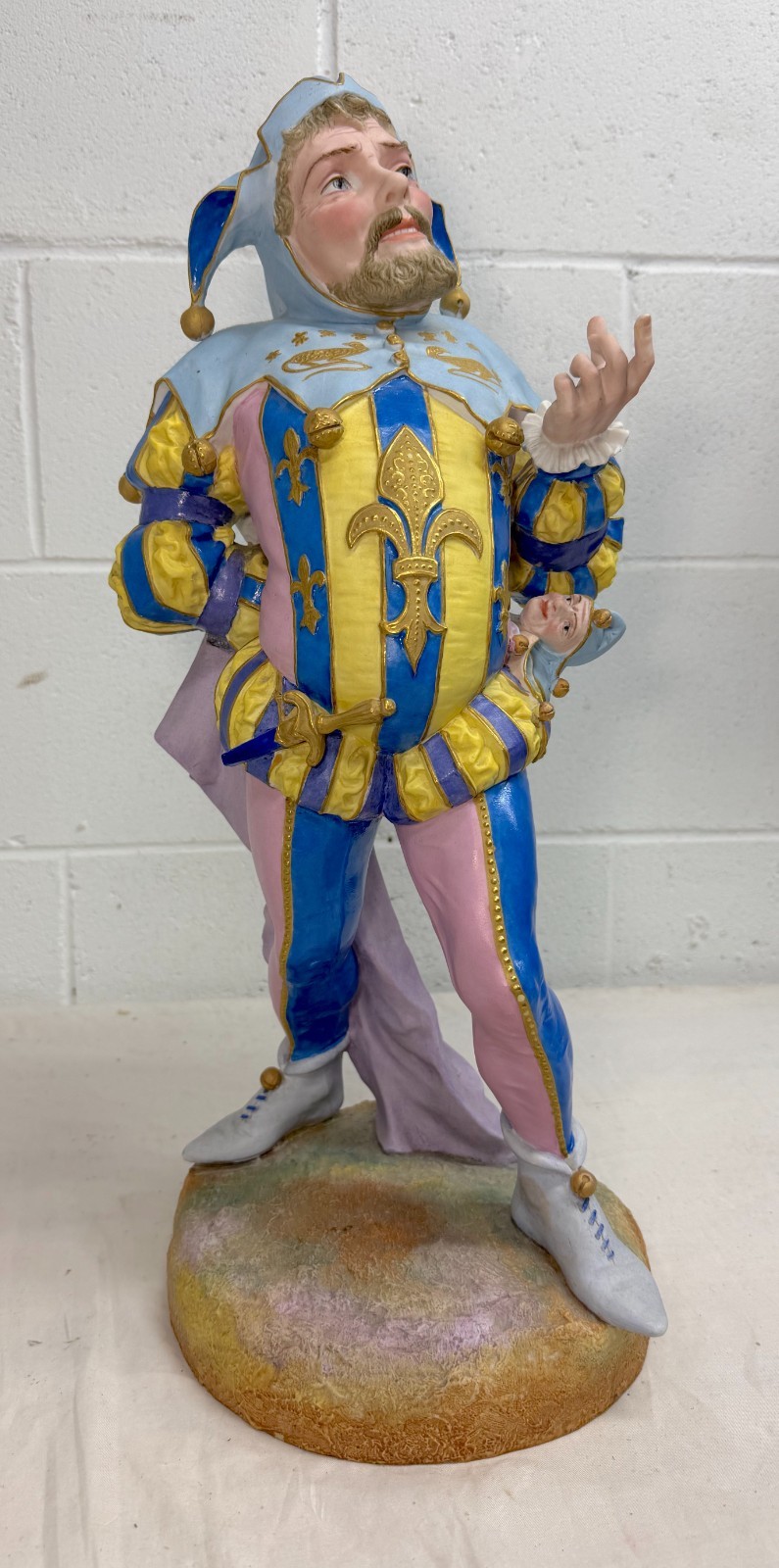 VERY LARGE antique 1800s handmade Edmé Samson Jester porcelain statue sculpture VERY LARGE antique 1800s handmade Edmé Samson Jester porcelain statue sculpture