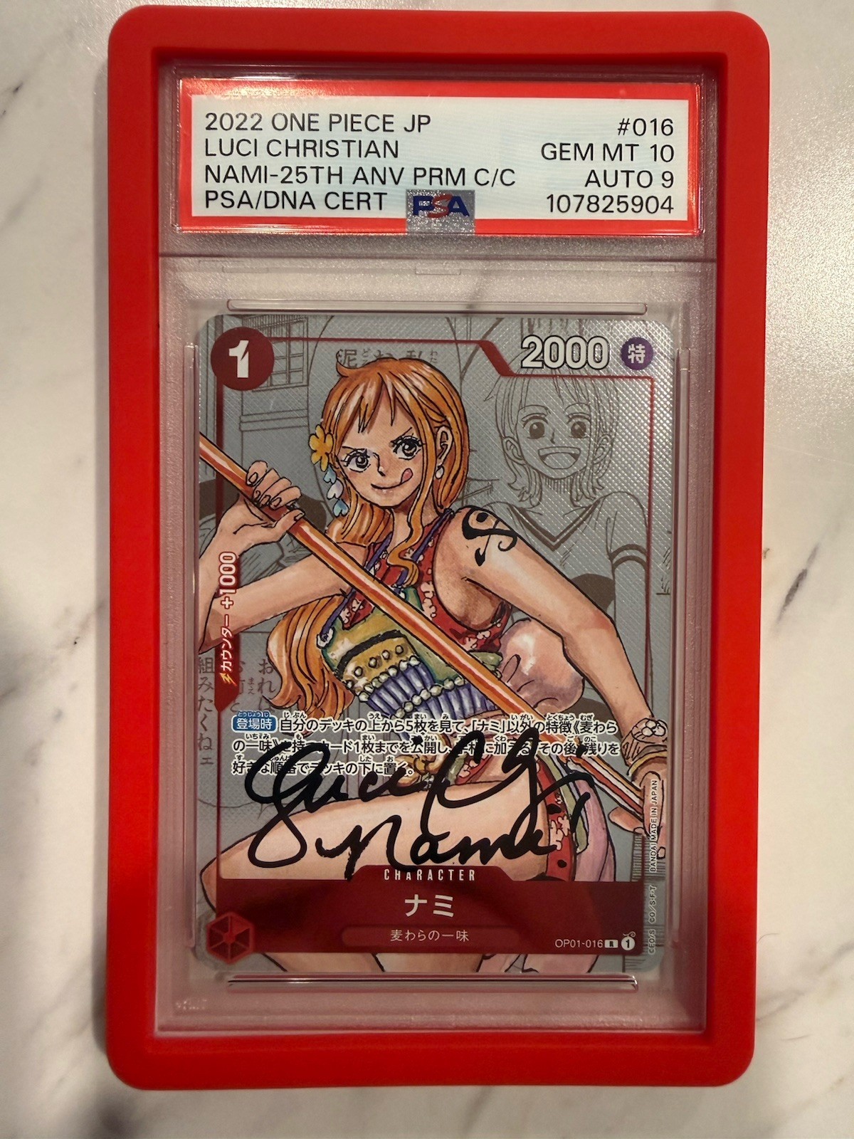 2022 ONE PIECE JAPANESE 25TH ANNIVERSARY AUTOGRAPH 9 NAMI PSA 10 2022 ONE PIECE JAPANESE 25TH ANNIVERSARY AUTOGRAPH 9 NAMI PSA 10