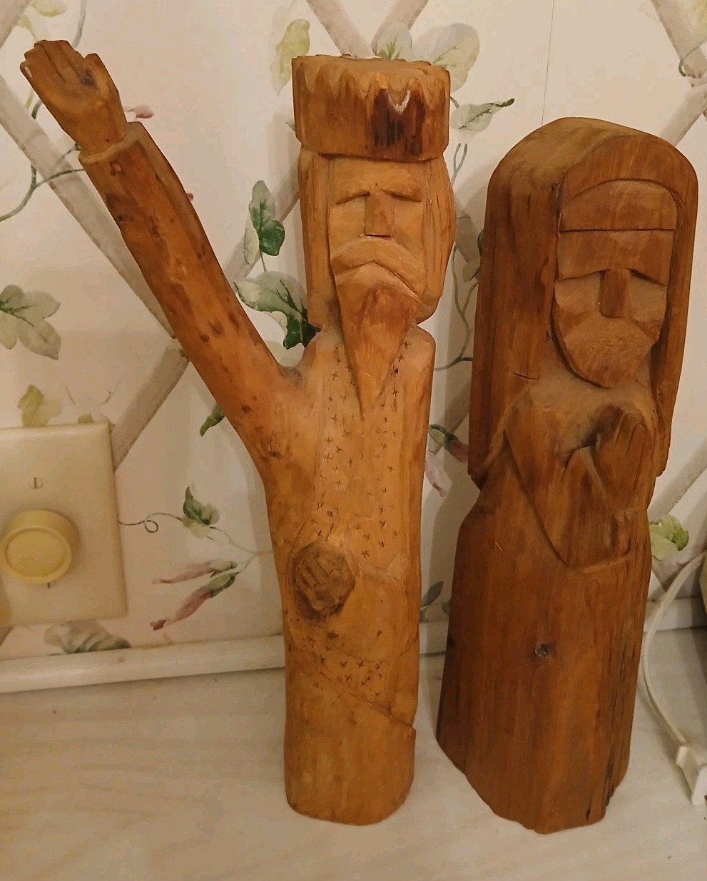 Johnny Garcia San Pasqual Bulto/Santo Religious Carving SouthwestFolk Art Pair
