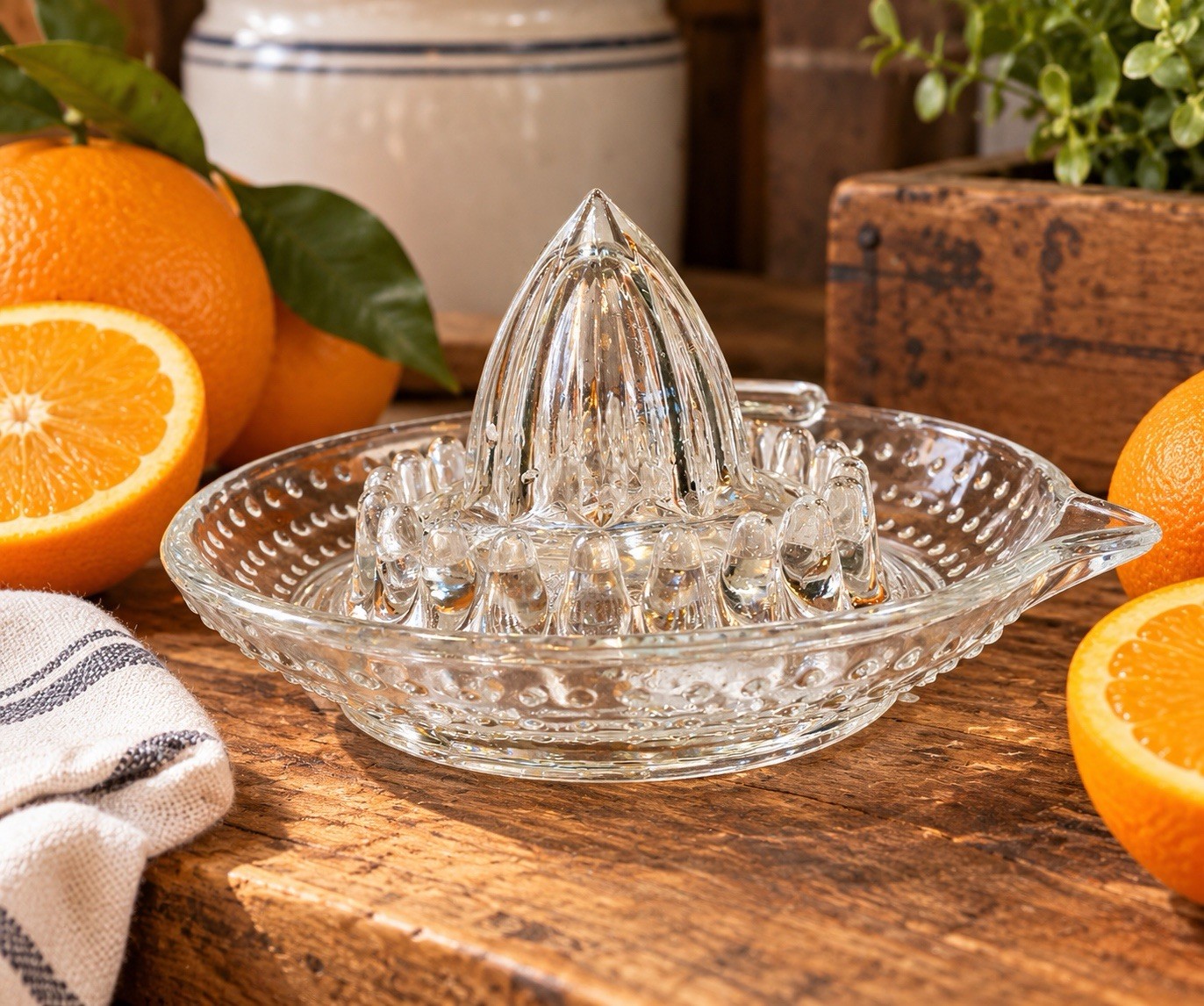 Vintage Clear Glass Citrus Juicer Reamer Hobnail Dot Pattern Orange Squeezer Vintage Clear Glass Citrus Juicer Reamer Hobnail Dot Pattern Orange Squeezer