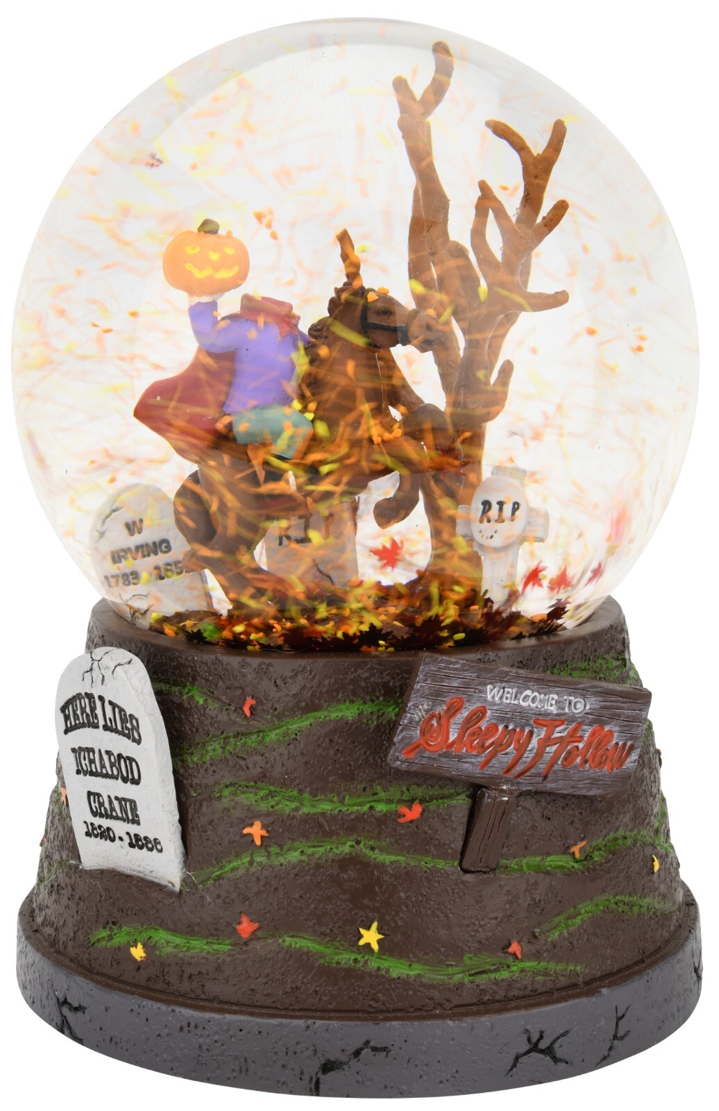 Tree Buddees Sleepy Hollow Fall Themed Headless Horseman Halloween Snow Globe 