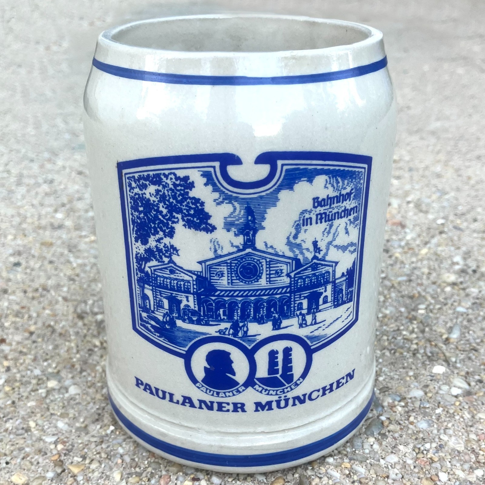 Vintage Paulaner Munchen Bahnhof in Munchen Beer Stein mug cup West Germany