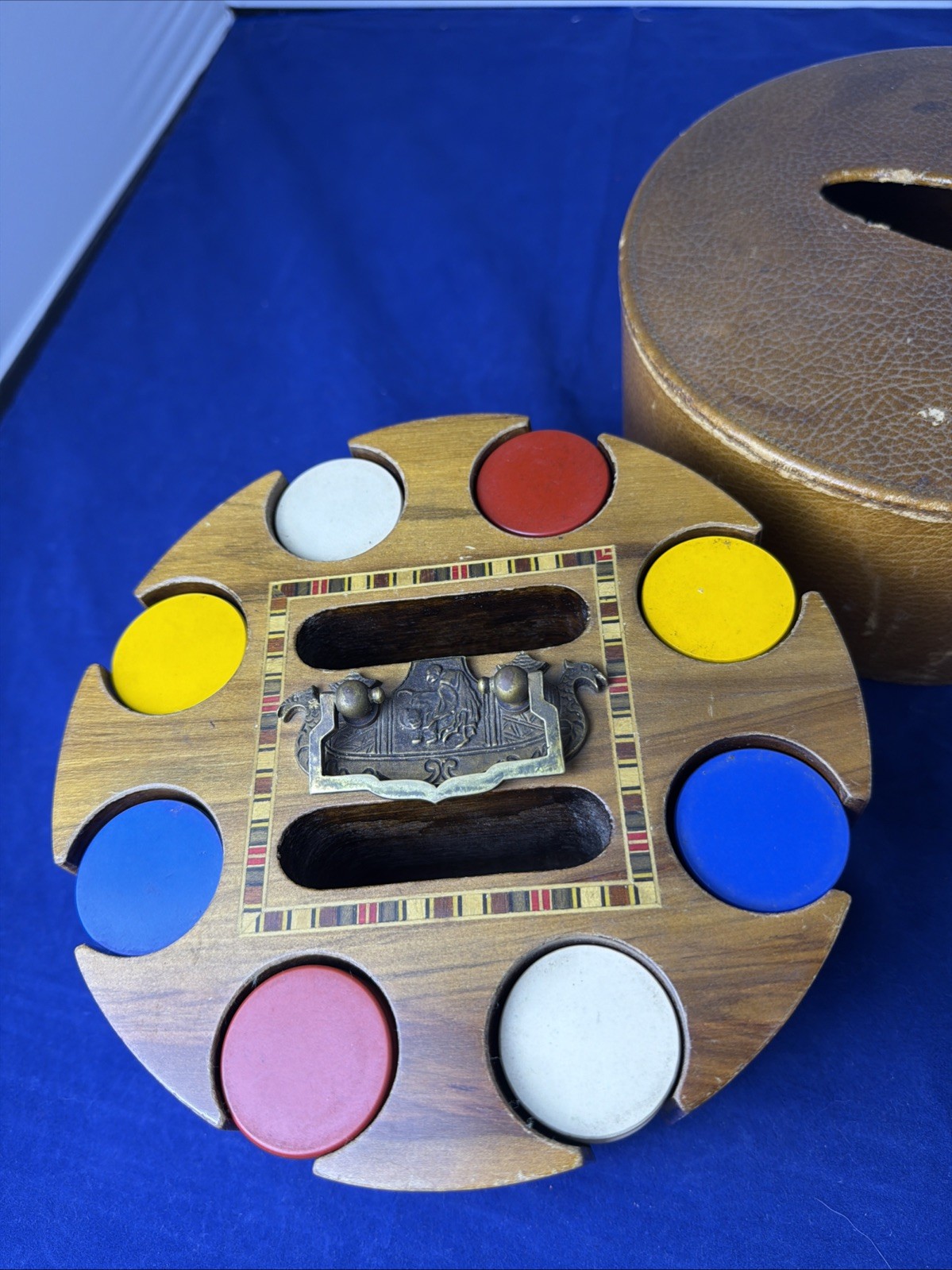 Rare Antique 1920s-30s B.H. Dyas Co. Poker Chip Carousel Server Storage Cover