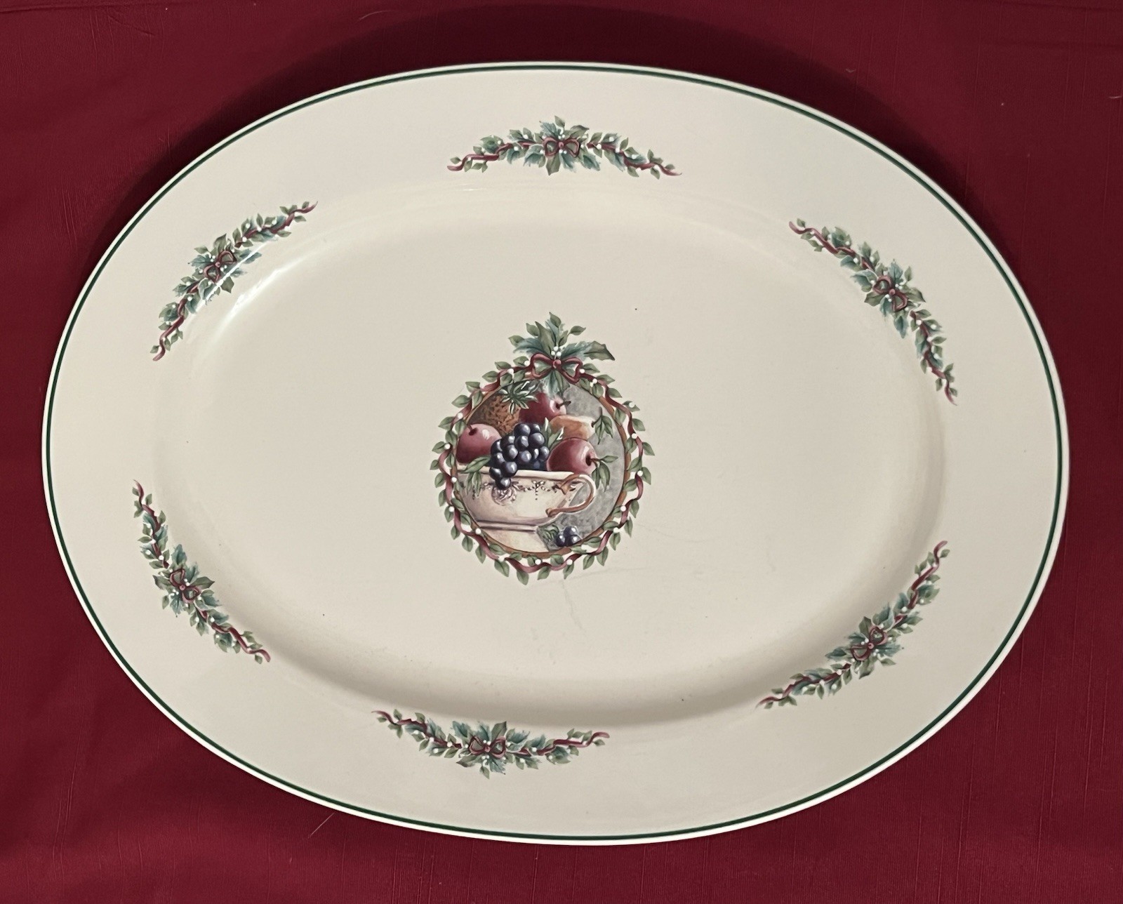 VTG 1990’s PFALTZGRAFF HOLLY JOY 14.5” OVAL STONEWARE PLATTER DISCONTINUED EUC