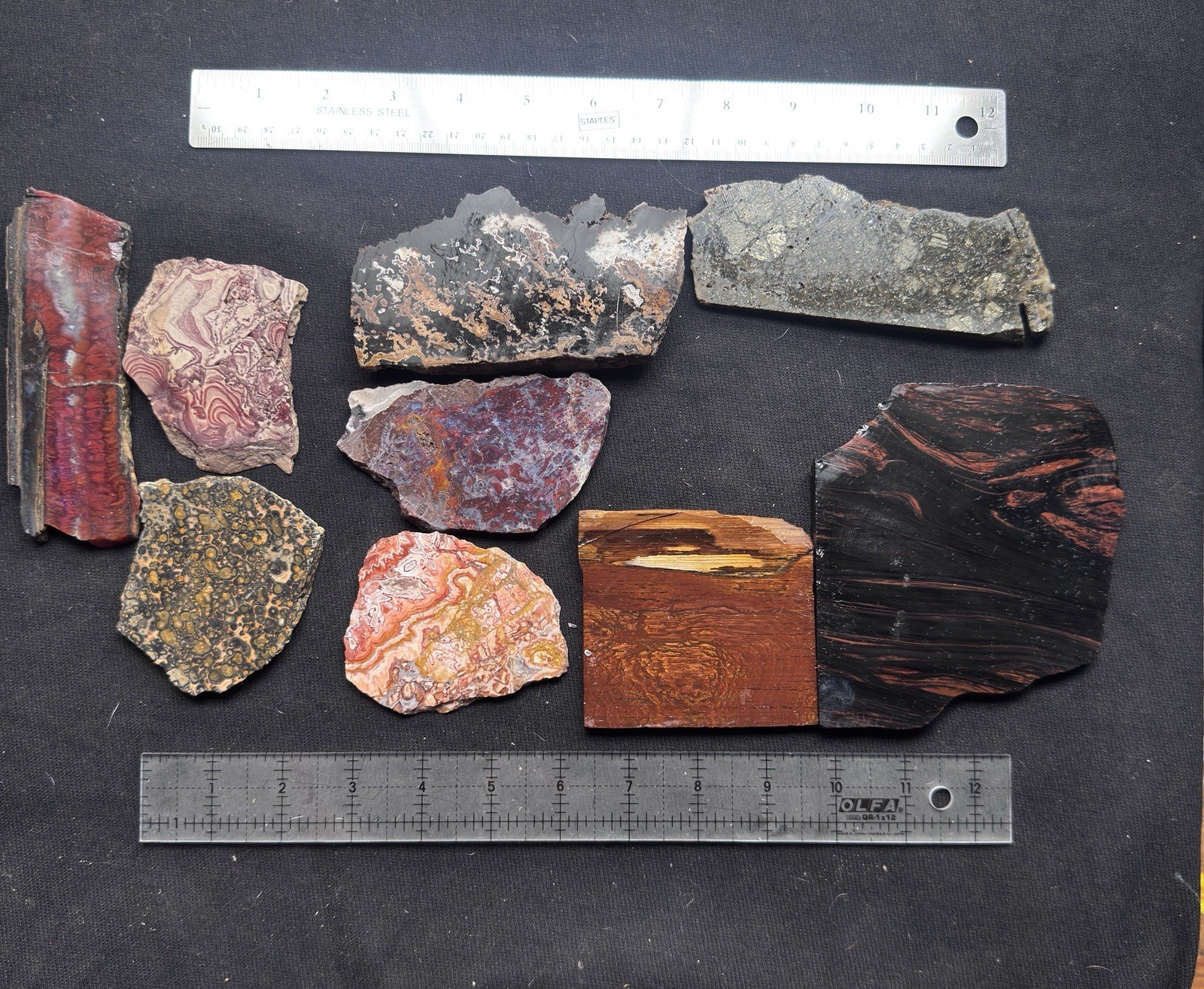 Lot Of 2lbs - Old Stock Estate Sale - Lapidary Slabs For Cabbing Or Display Lot Of 2lbs - Old Stock Estate Sale - Lapidary Slabs For Cabbing Or Display
