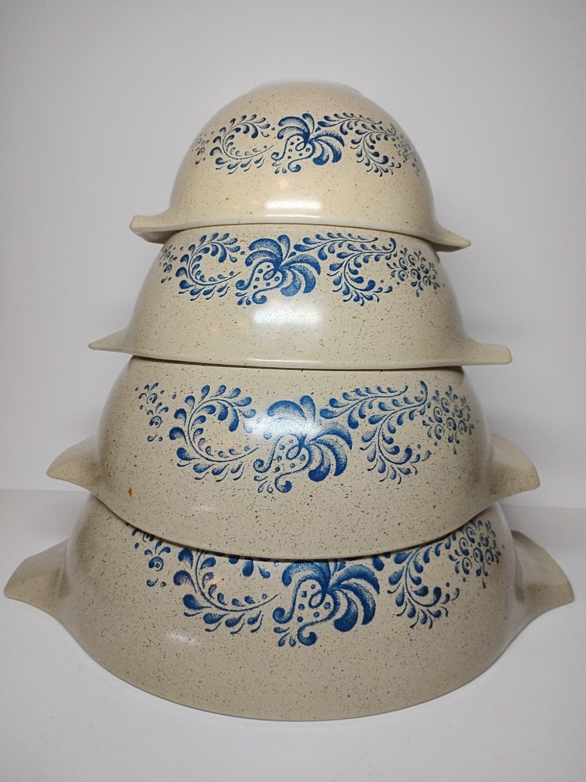 Vtg Pyrex Homestead Cinderella Mixing Bowls Set 441, 442, 443, 444 No Chips Vtg Pyrex Homestead Cinderella Mixing Bowls Set 441, 442, 443, 444 No Chips