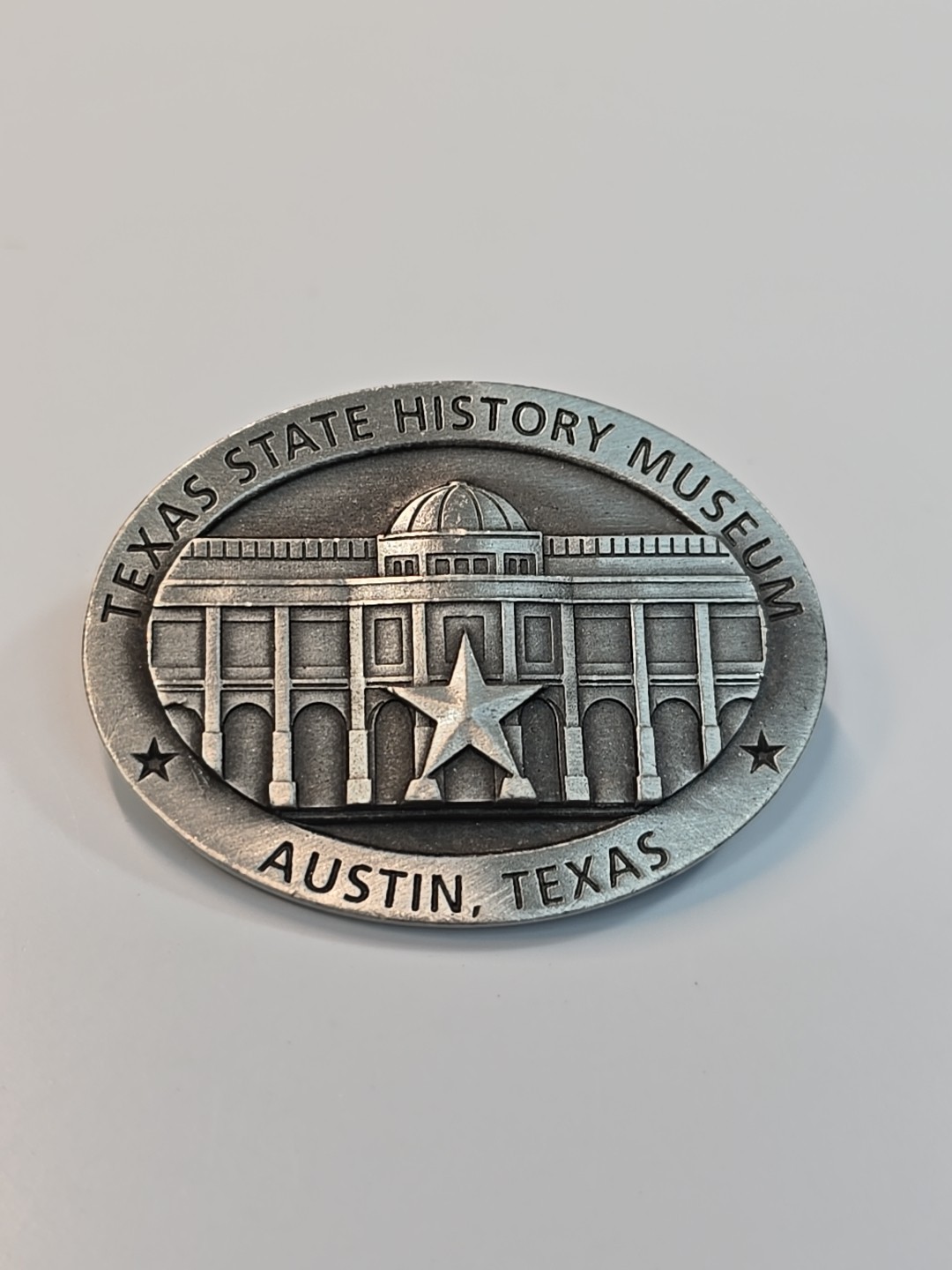 Texas Travel Souvenir Fridge Magnet State History Museum Austin Pewter