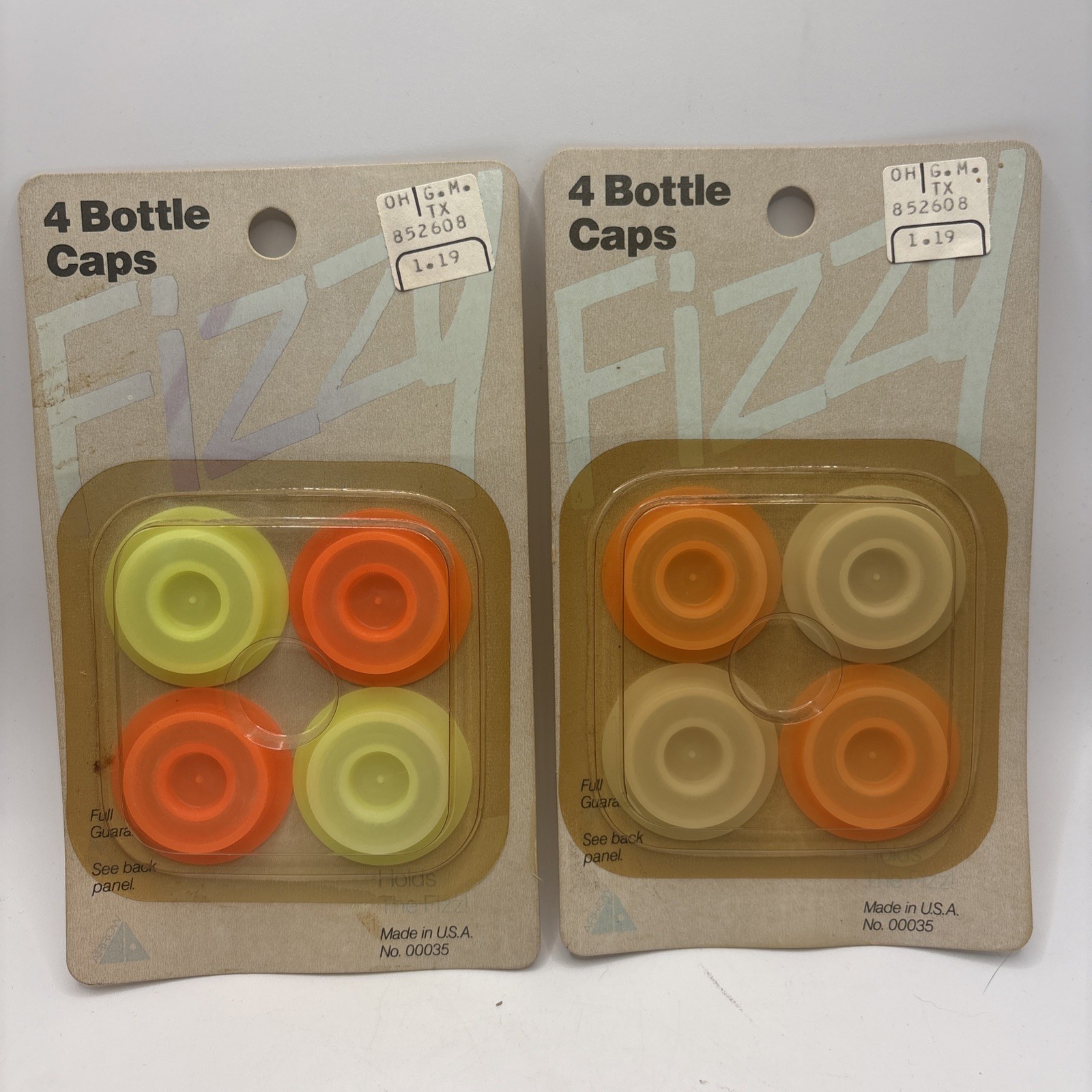 Vtg 1970s Arrow Plastics FIZZY Bottle Caps NOS Sealed Lot Of 2 USA #00035 Prop Vtg 1970s Arrow Plastics FIZZY Bottle Caps NOS Sealed Lot Of 2 USA #00035 Prop