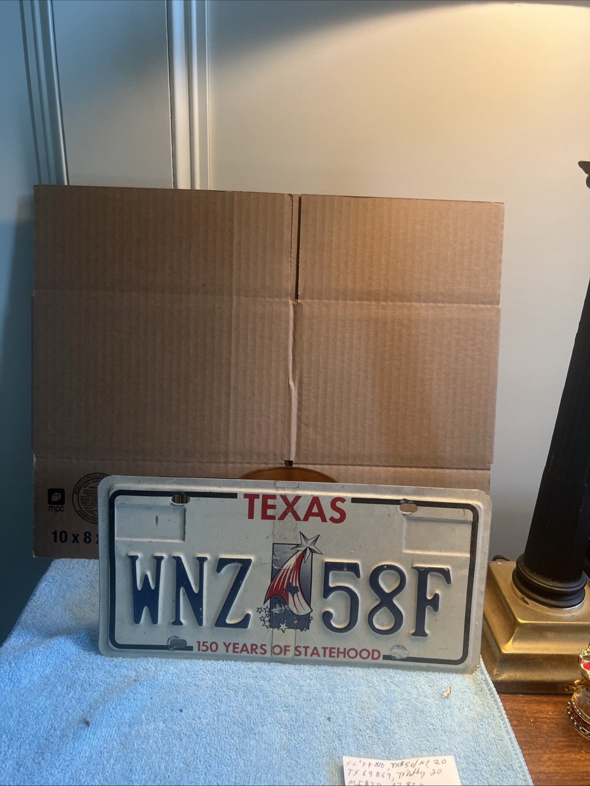 Texas License Plate 150 Years of Texas Statehood. Embossed. Vintage