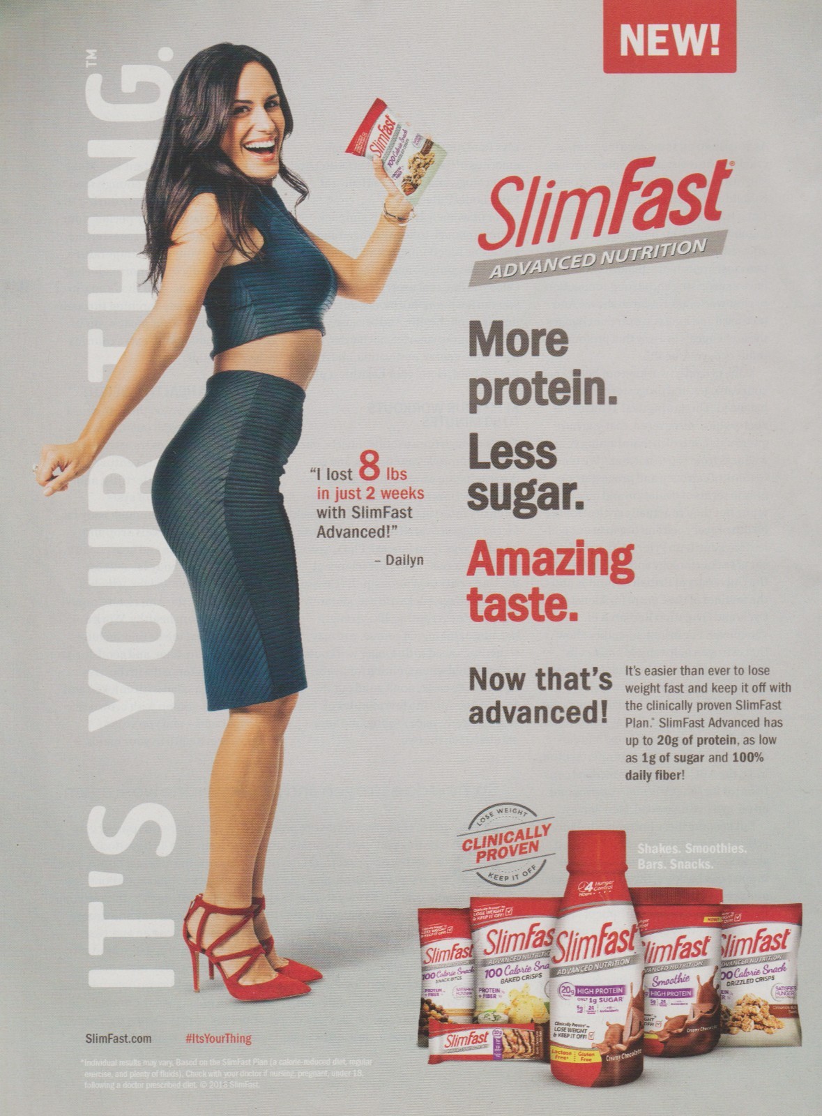 2016 Slim-Fast -Dailyn, Sexy Curvy Girl Red High Heels Skirt - Print Ad Photo