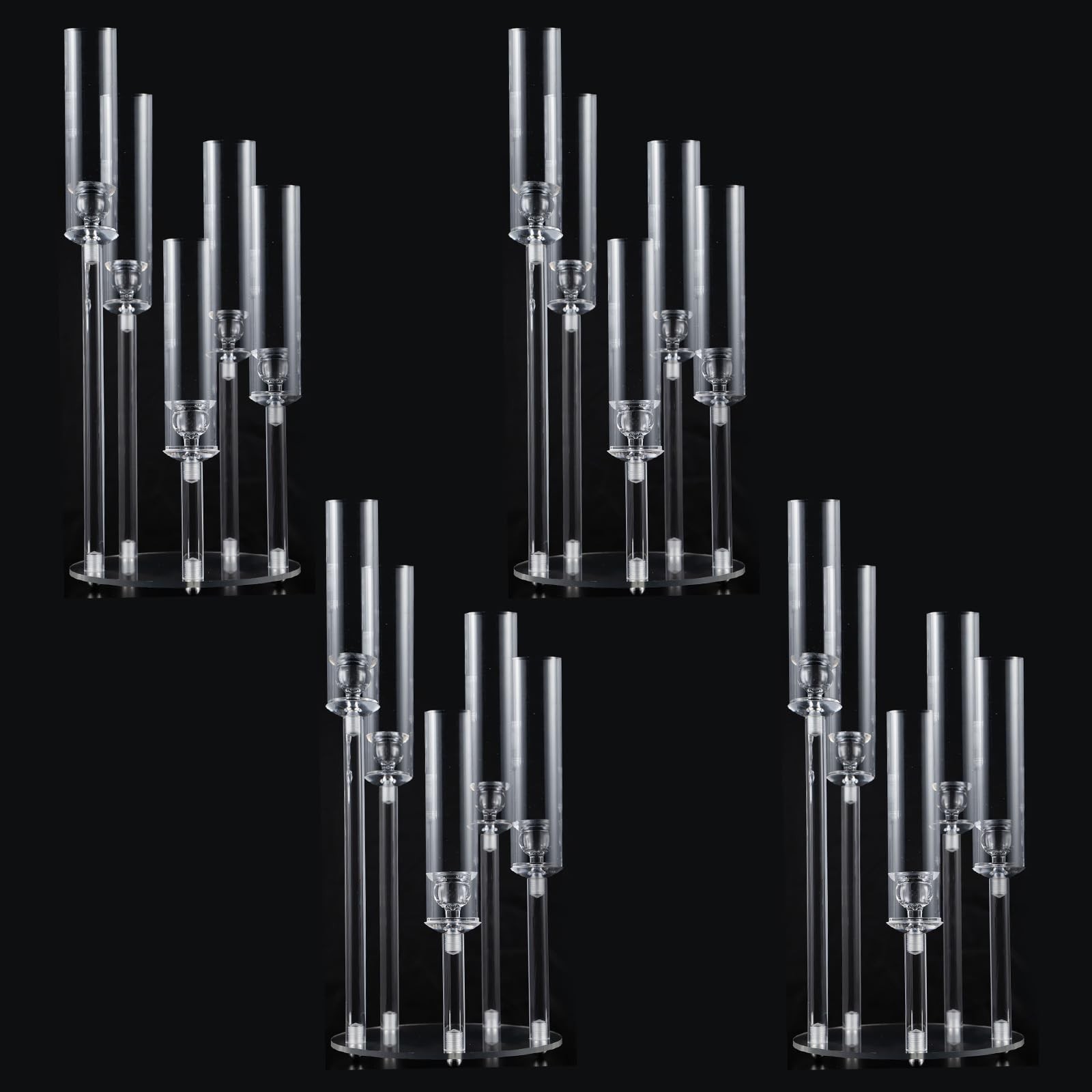 4PCS 5 Arm Clear Acrylic Candelabra Wedding Centerpiece 4PCS 5 Arm Clear Acrylic Candelabra Wedding Centerpiece