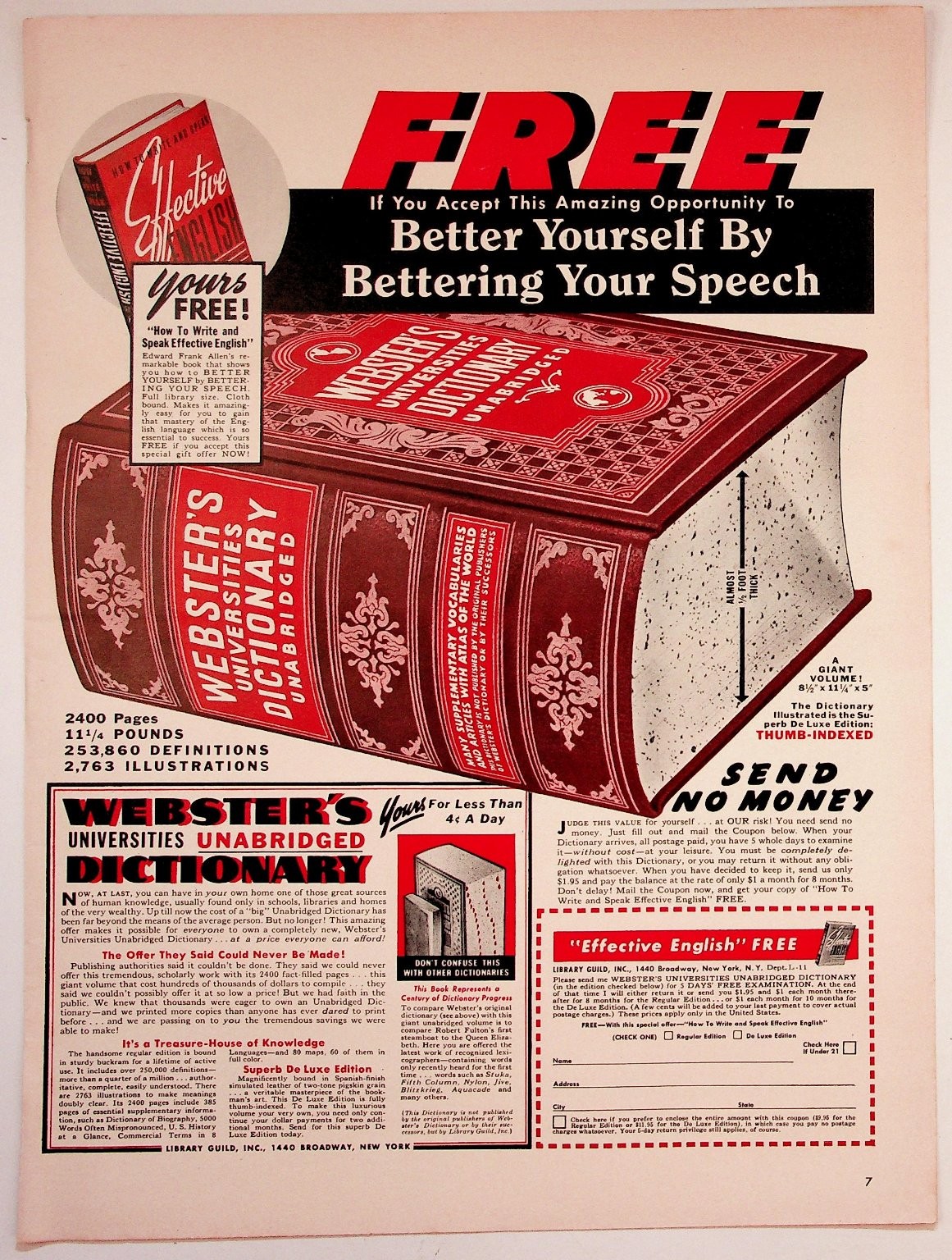 Webster's Unabridged Dictionary Vintage Ad 1940s Education Book Offer Ephemera Webster's Unabridged Dictionary Vintage Ad 1940s Education Book Offer Ephemera