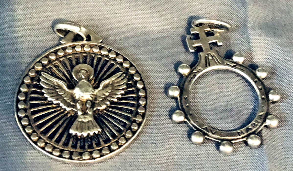Vtg PARENTI Sterling Silver Dove of Peace and Finger Rosary Medals, Charms Vtg PARENTI Sterling Silver Dove of Peace and Finger Rosary Medals, Charms