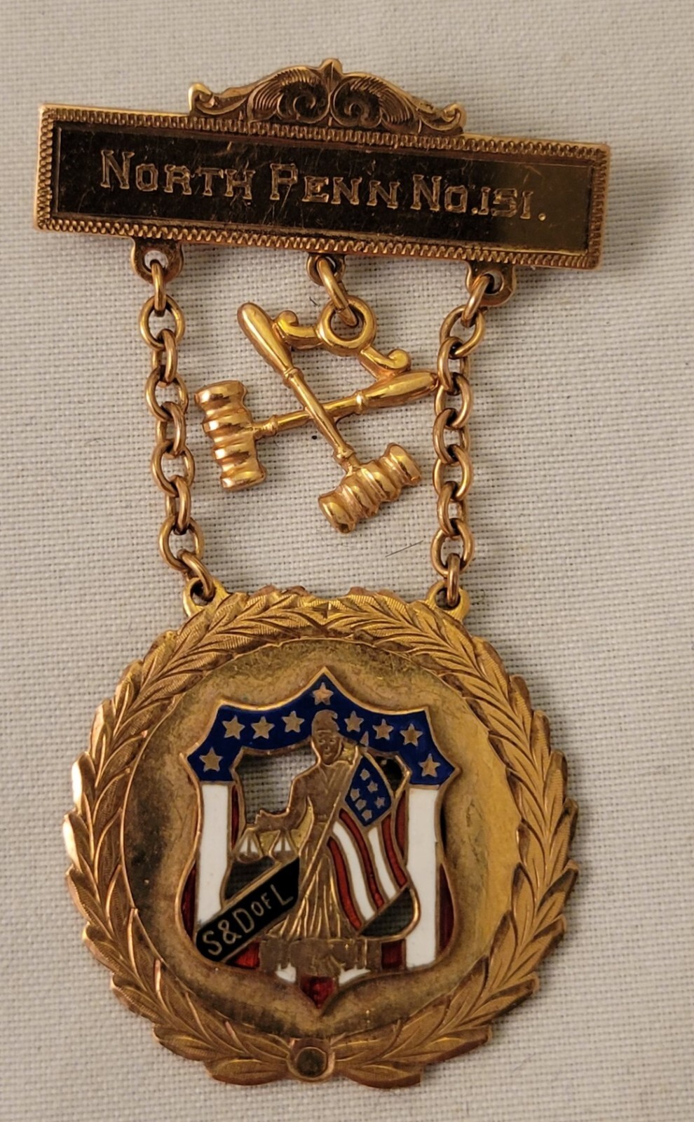 Vintage Sons & Daughters of Liberty Medal Awarded In 1934, 10kt Gold Plated