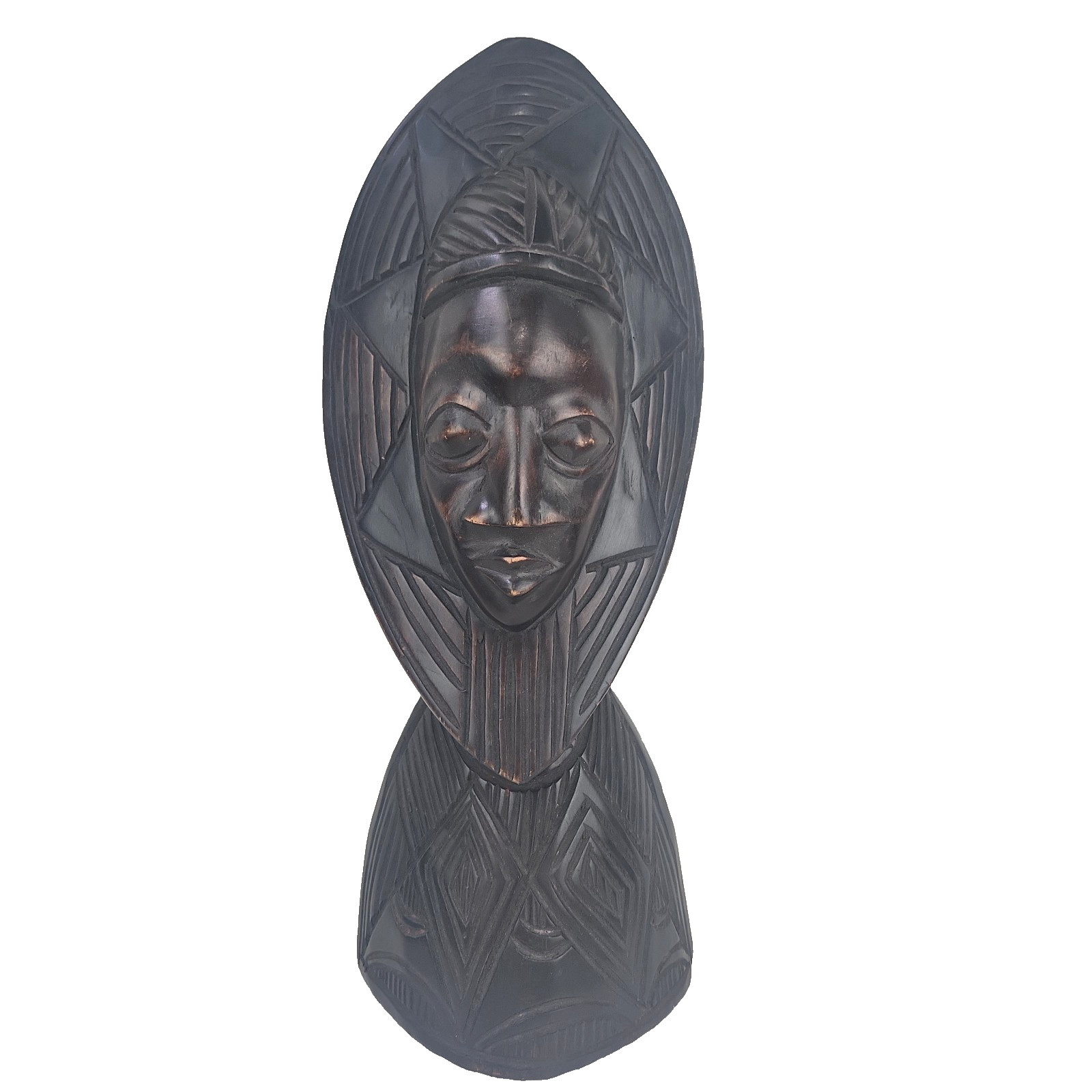 Vtg Carved Wooden Bust African Tribal Art Mask Decorative Statue Ghana  16x6
