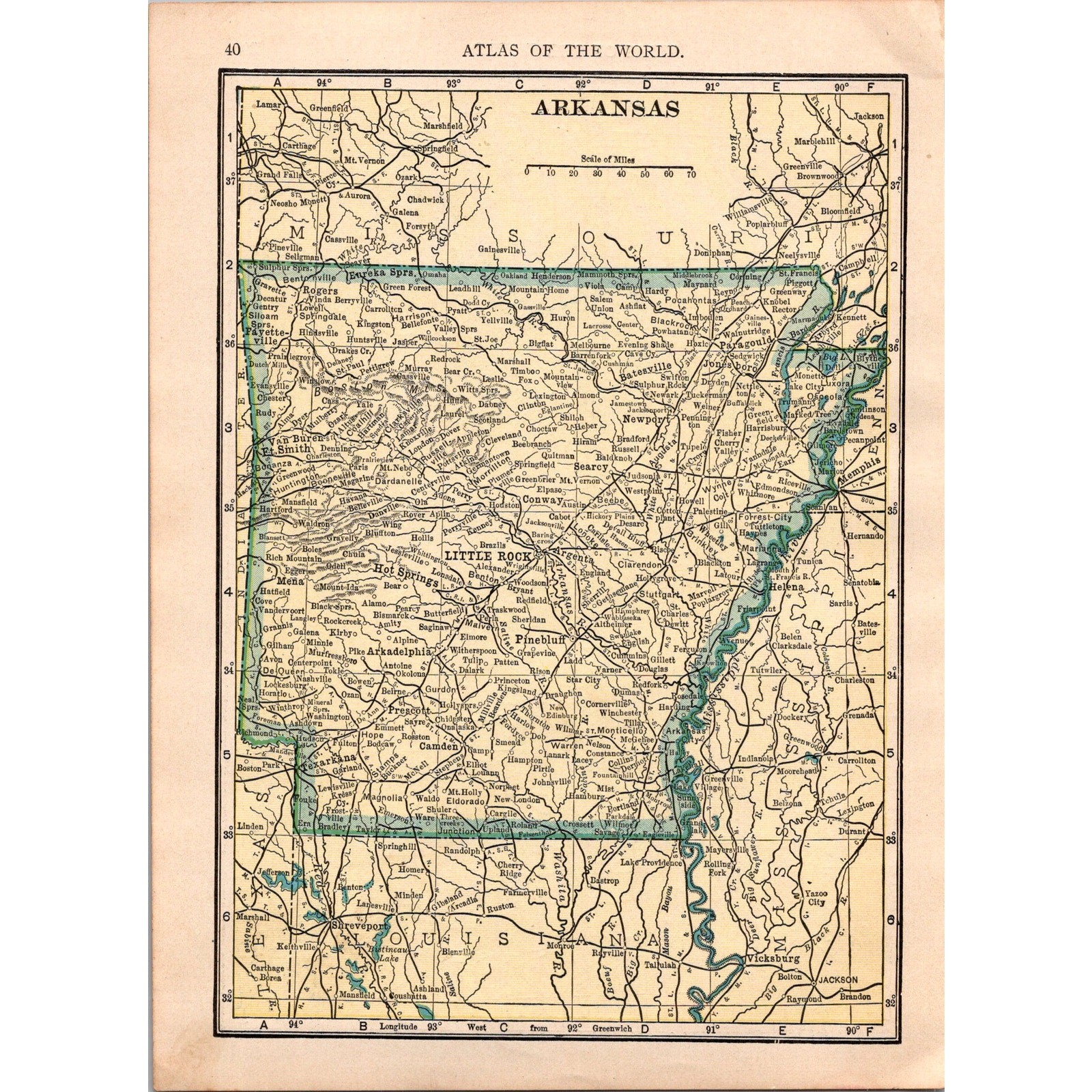 Vintage Map of Arkansas and Missouri 1910 Map SL1