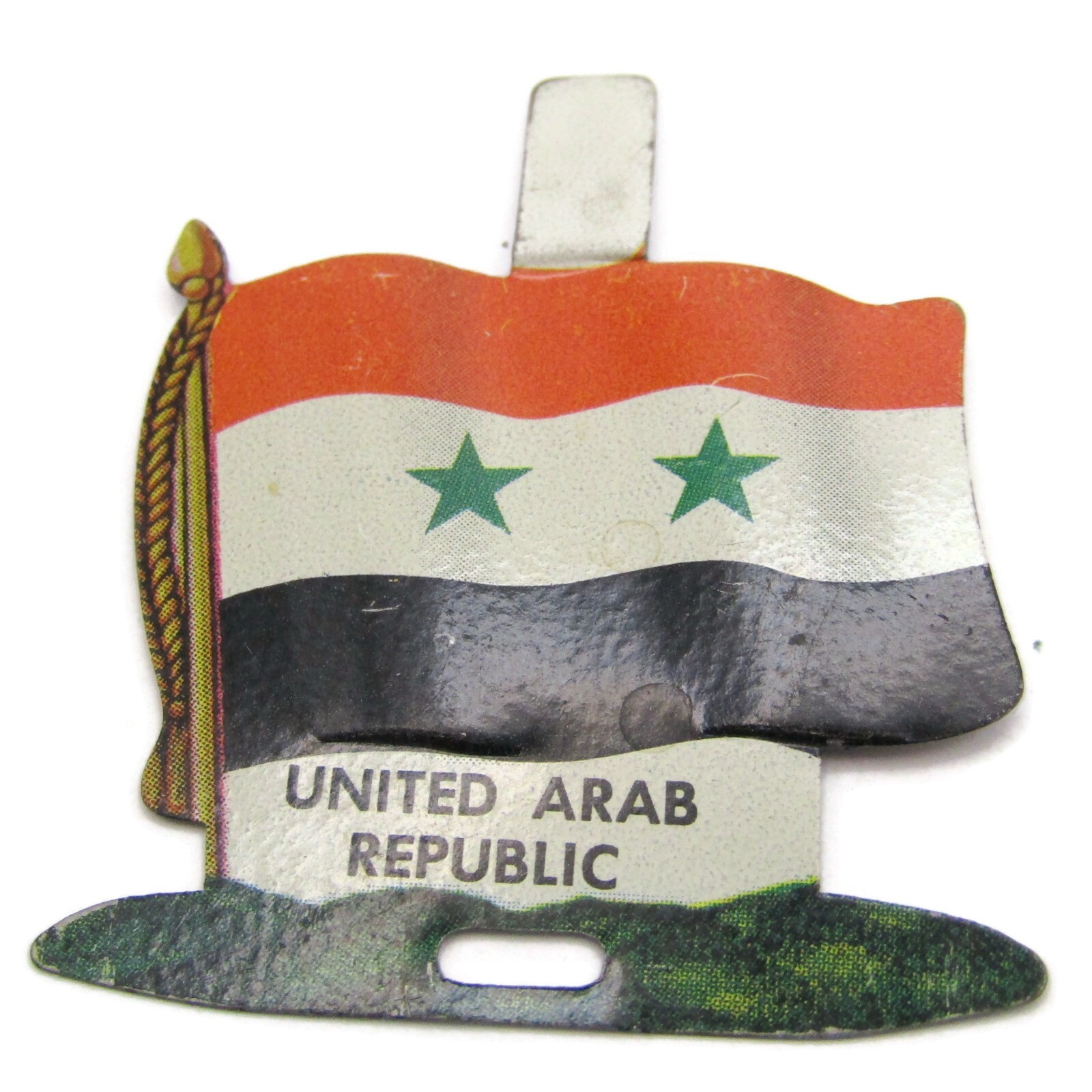 Vintage 1958-1961 United Arab Republic UAR Flag Pin Metal Tab Pinback Egypt